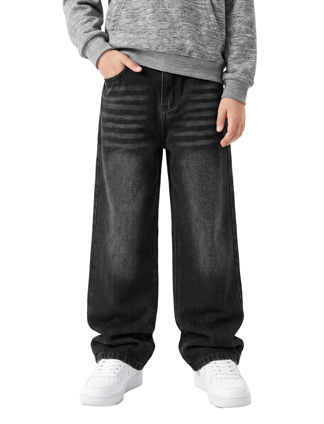 PATPAT Boys Baggy Jeans, Classic Straight Leg Jeans for Boys, 5-14 | Comfort & Breathable Boys' Jeans, Elastic Baggy Pants for Growing Child, School Attire, Outdoor, Gift Giving