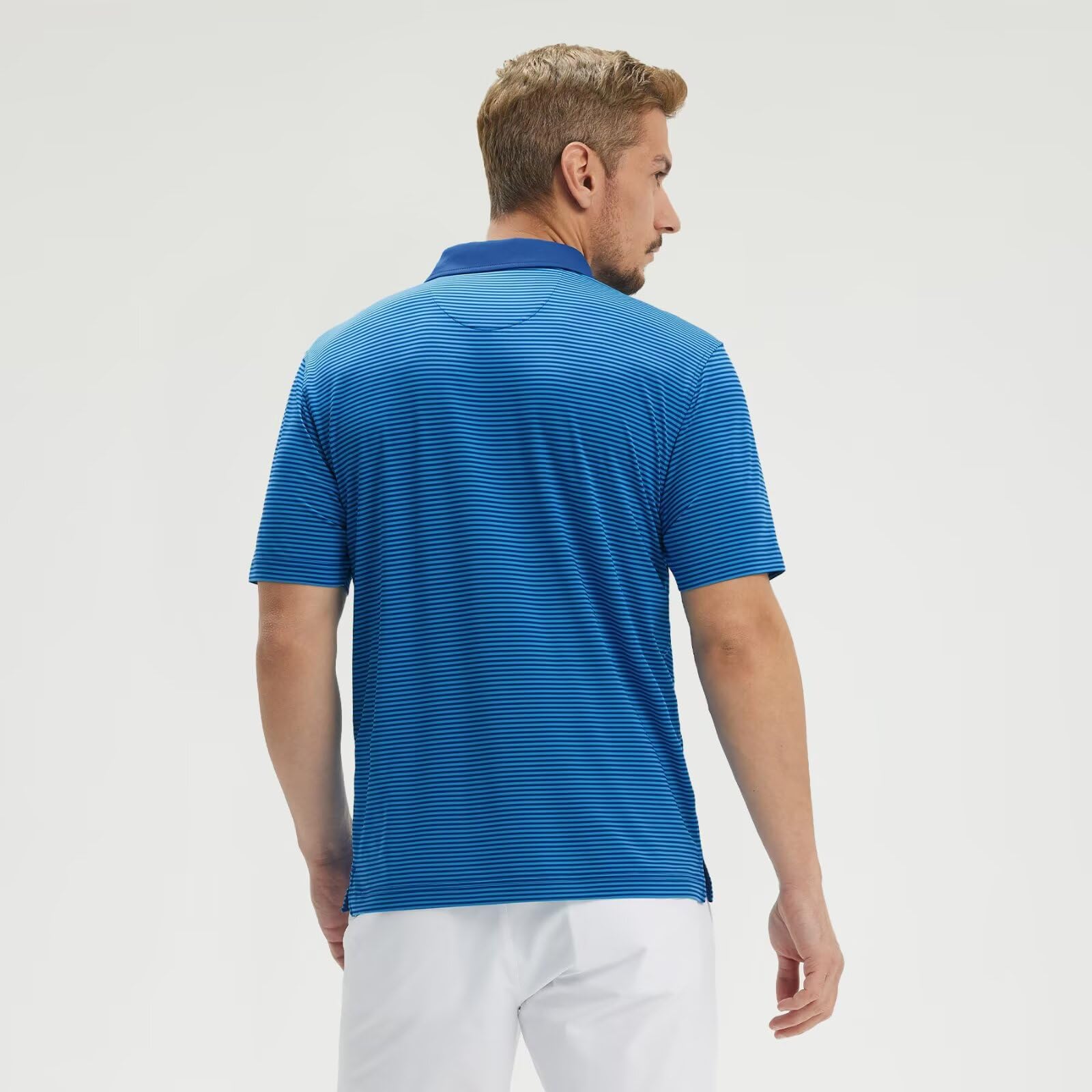 M MAELREG Golf Shirts for Men Moisture Wicking Dry Fit Striped Polo Performance Sport Mens Polo Shirts Short Sleeve