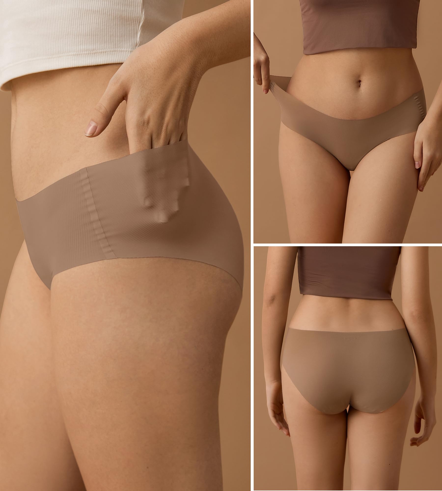 SHARICCA Womens Seamless Underwear No Show Hipster Panties Invisible Lightweight Nuage Bikinis Briefs Microfiber Pack