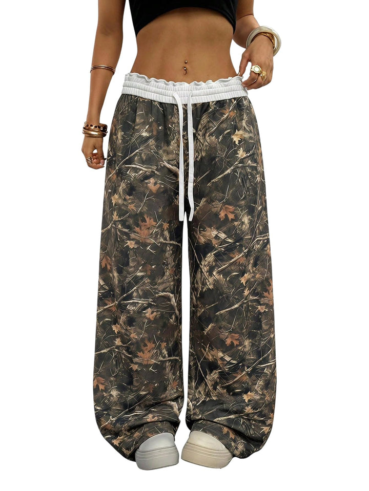 SOLY HUX Women's Camo Wide Leg Baggy Sweatpants Y2K Trousers