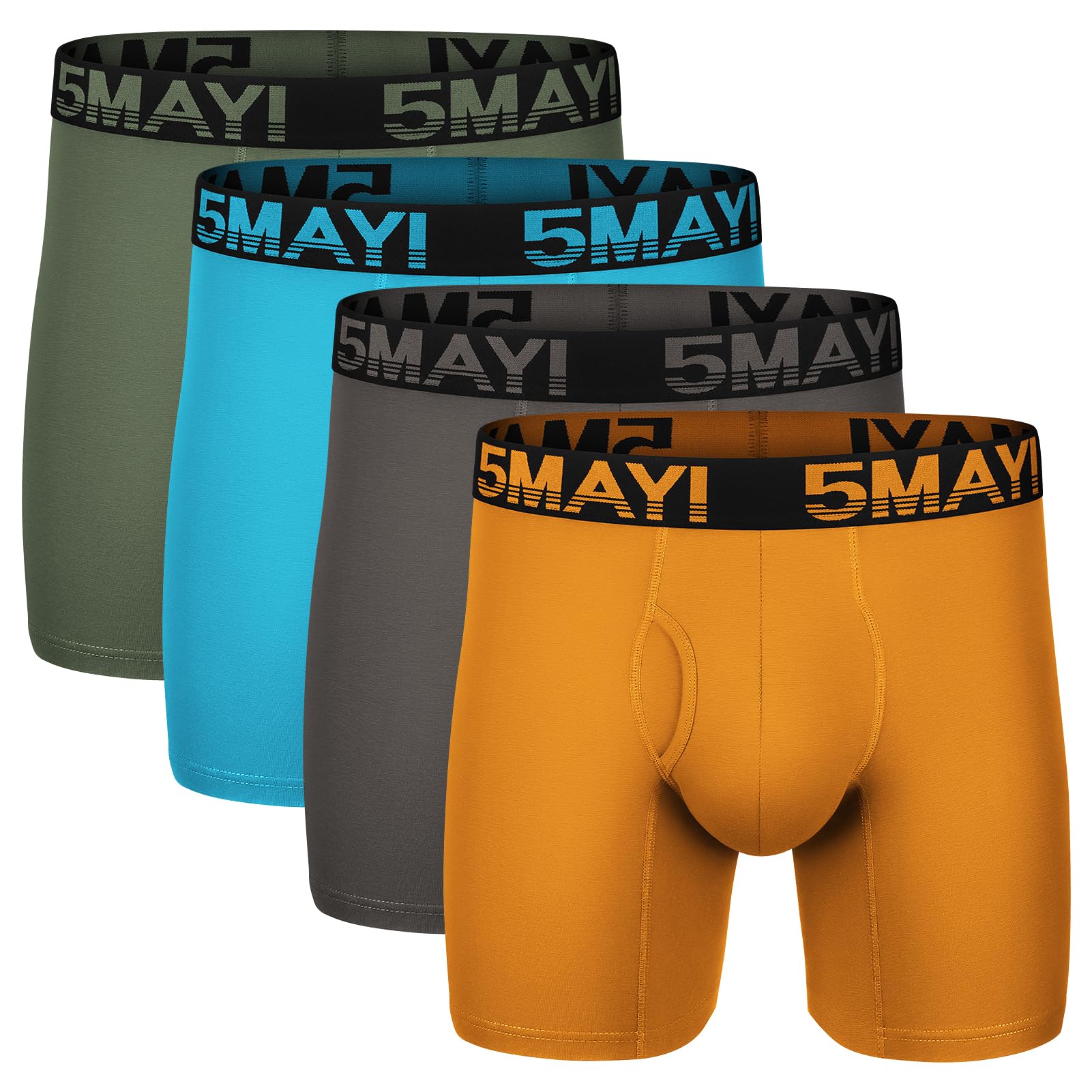 5Mayi Men's Underwear Boxer Briefs Cotton Regular Long Mens Boxer Briefs Underwear Men Pack S M L XL XXL