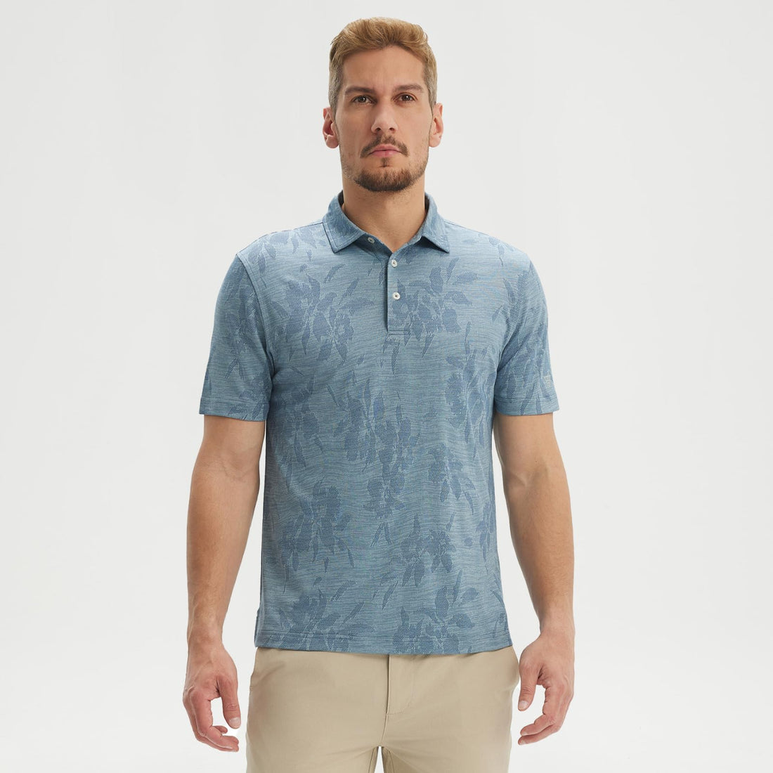 M MAELREG Short Sleeve Golf Shirts for Men Moisture Wicking Performance Lightweight Jacquard 3 Button Polo Shirts for Men