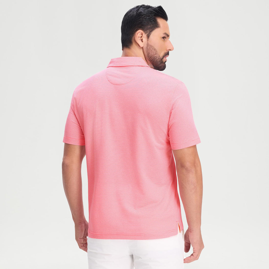 M MAELREG Men's Jacquard Stripe Golf Shirts Quick Dry Performance Short Sleeve Moisture Wicking Polo Shirt for Men