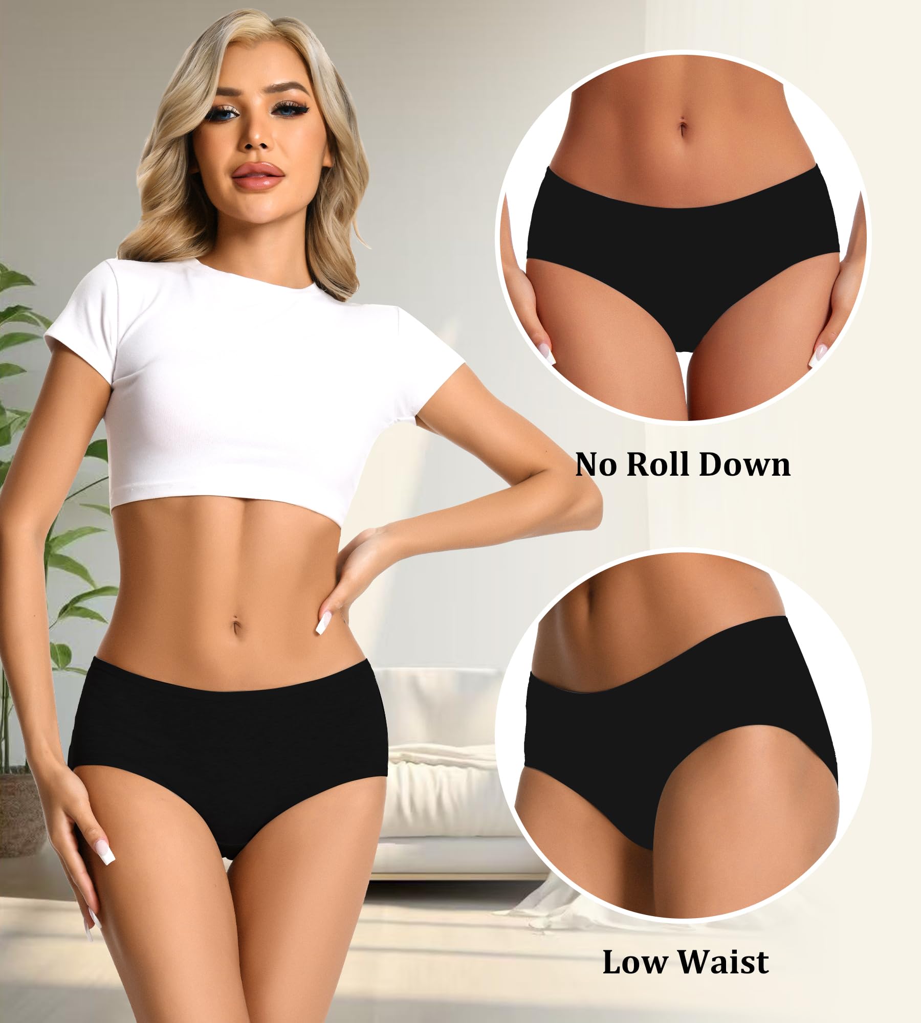 dmuveo Womens Underwear Cotton Soft Hipster Full Coverage Ladies Stretch Panties (Regular & Plus Size)