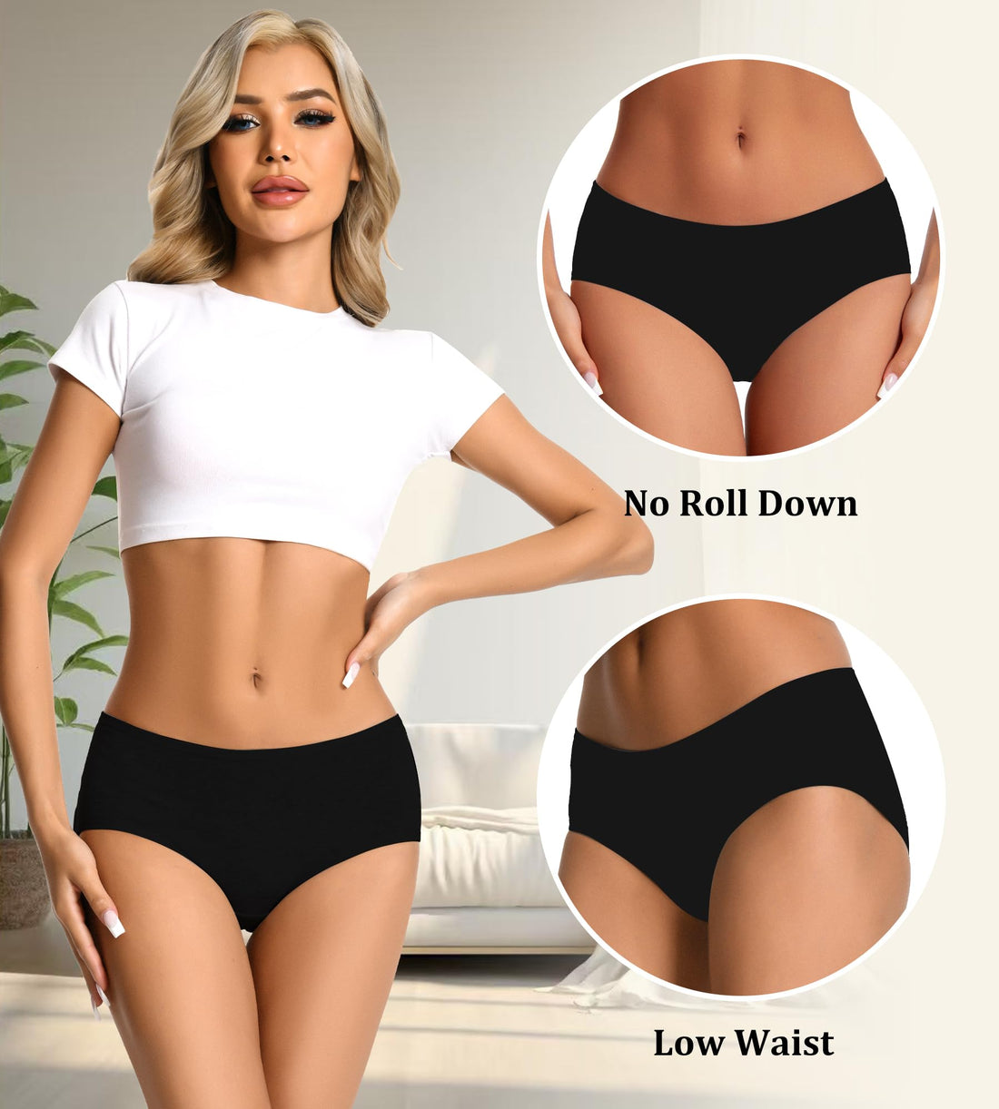 dmuveo Womens Underwear Cotton Soft Hipster Full Coverage Ladies Stretch Panties (Regular & Plus Size)