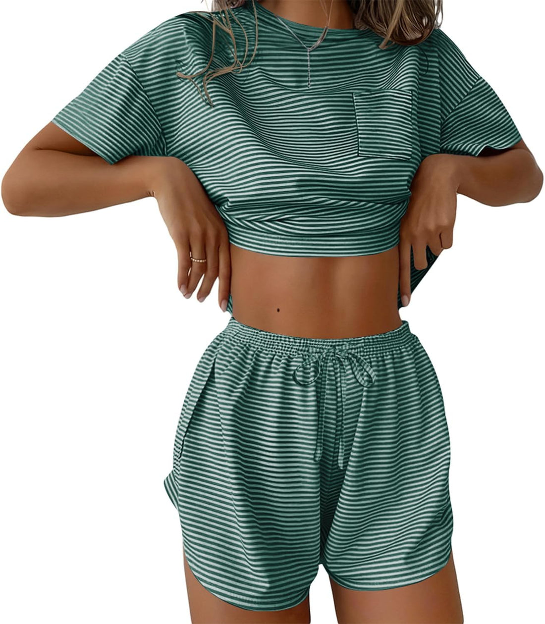 Ekouaer Womens Pajama Sets Sexy Lounge Sets Side Split Short Pj Sets