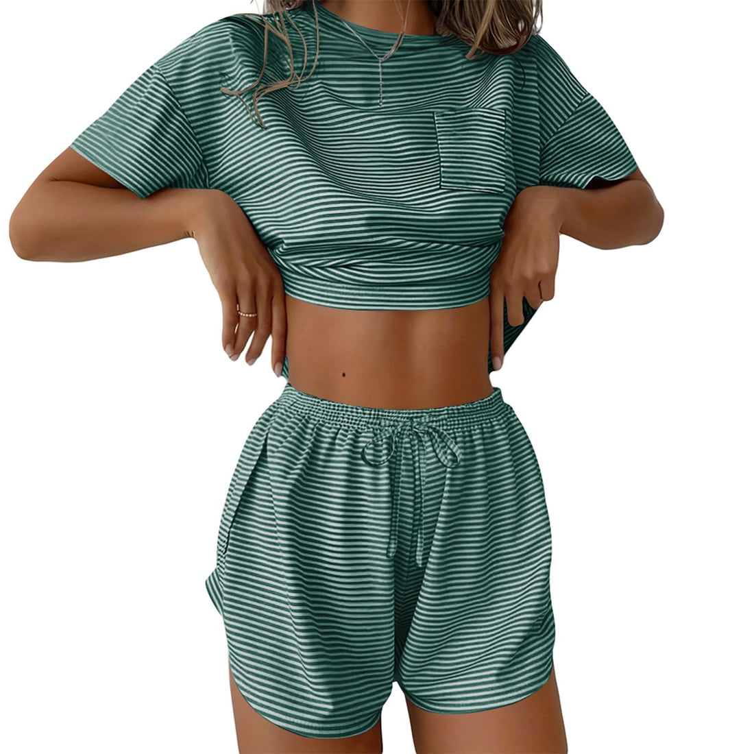 Ekouaer Womens Pajama Sets Sexy Lounge Sets Side Split Short Pj Sets