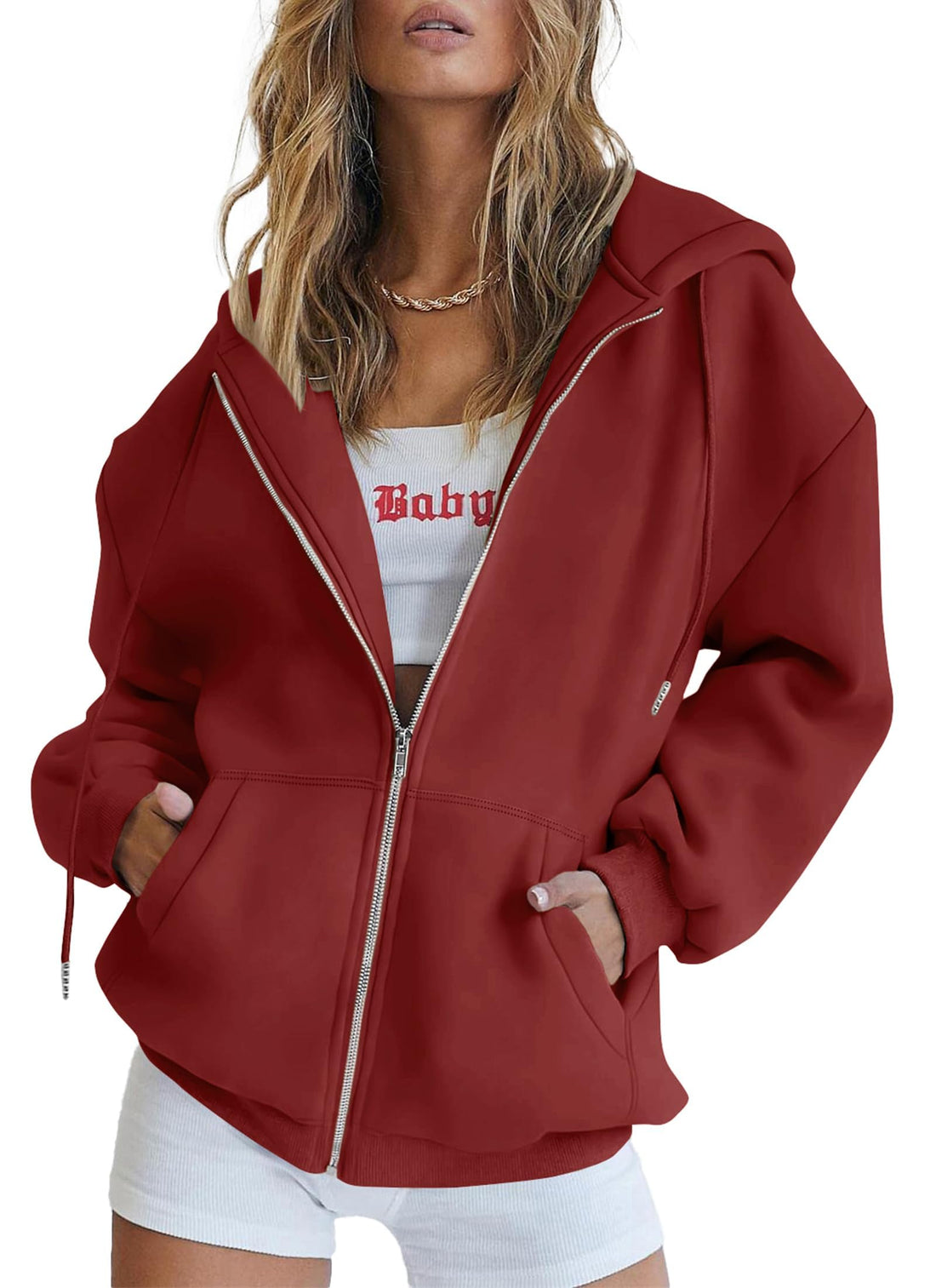 PRETTYGARDEN Women's Fall Zip Up Hoodies Sweatshirts | Comfy Fleece Lined, Long Sleeve Pockets, Drawstring Hooded, Loose Fit, Trendy Y2K, Track Jackets, Spring Winter Clothing
