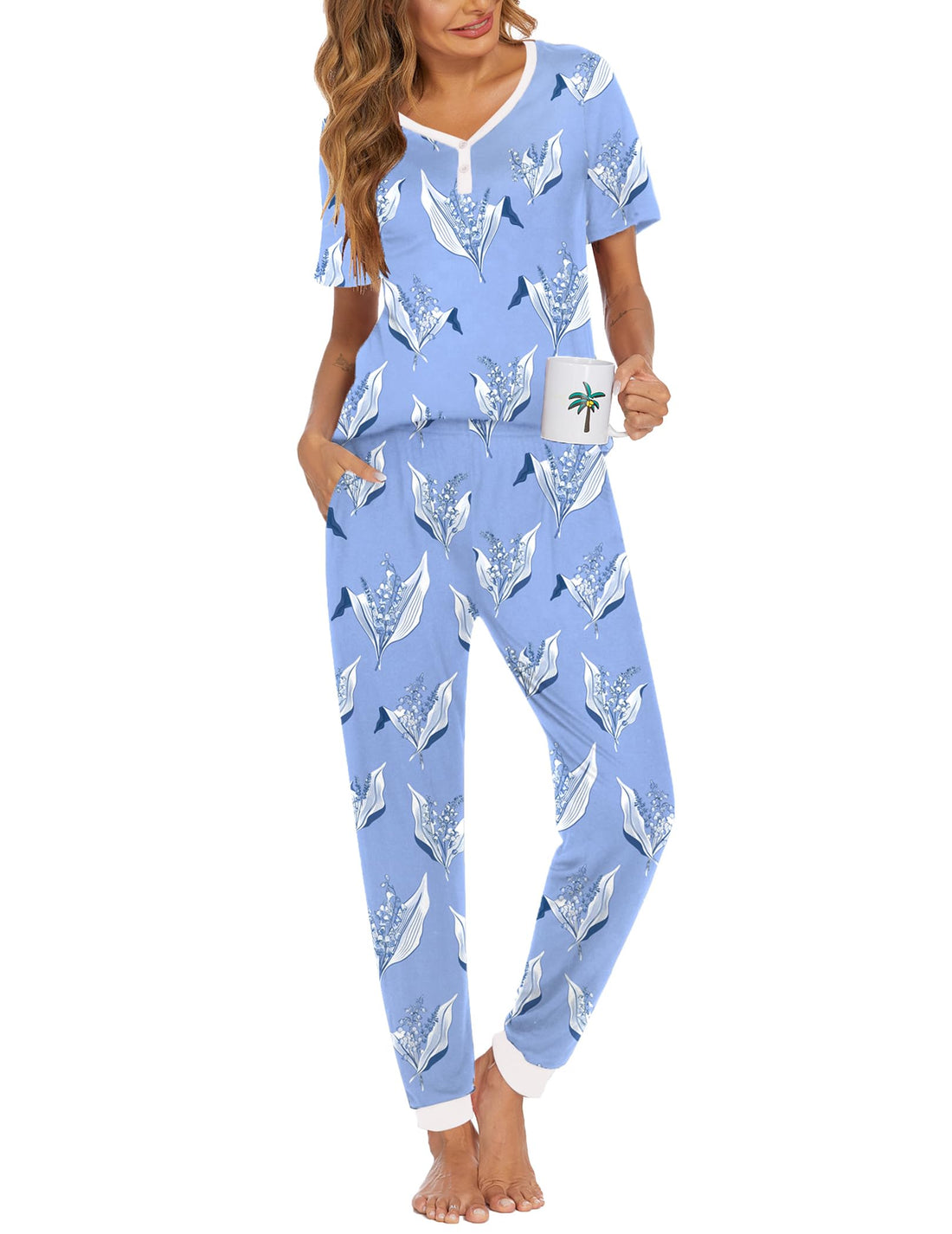 Ekouaer Pajamas for Women Set 2 Piece Fall Sleepwear with Pockets