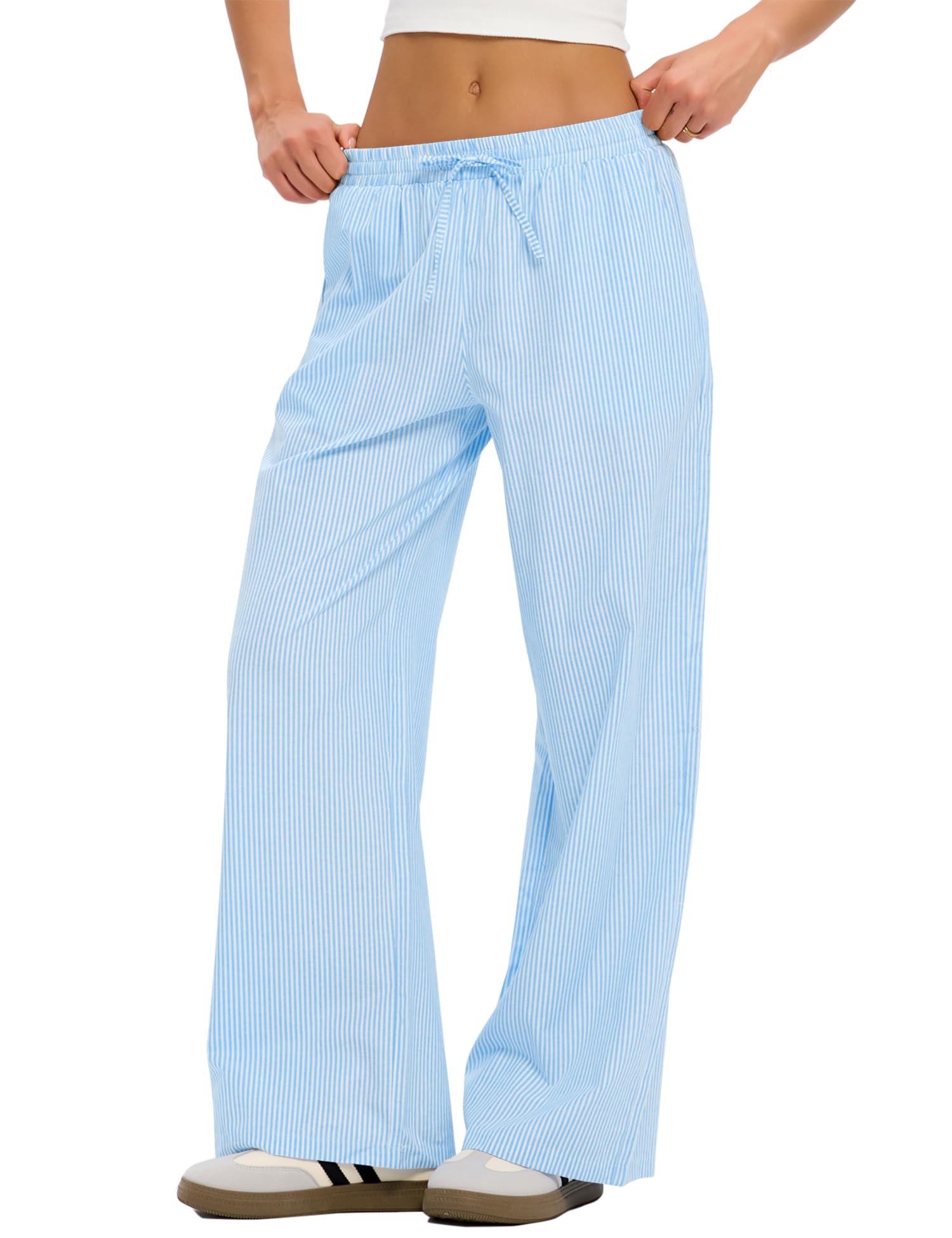 LOMON Striped Gingham Pants Women Summer Fall Pajamas Lounge Boxer Bottoms