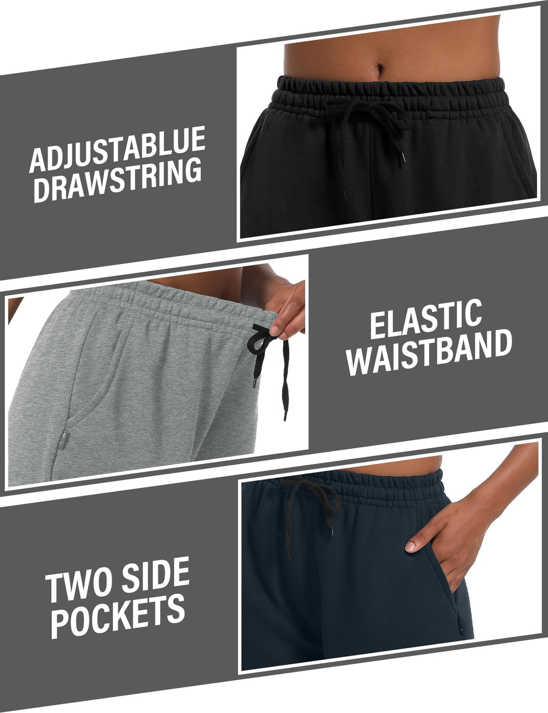 Dalavch 4 Pack Women's Summer Sweat Shorts Cotton Drawstring with Pockets | Comfy, Casual, Lounge, Sport, Athletic, Travel, Basketball, Jogger, Loose Fitting, Knit, Active Wear, Bermuda, Shorts