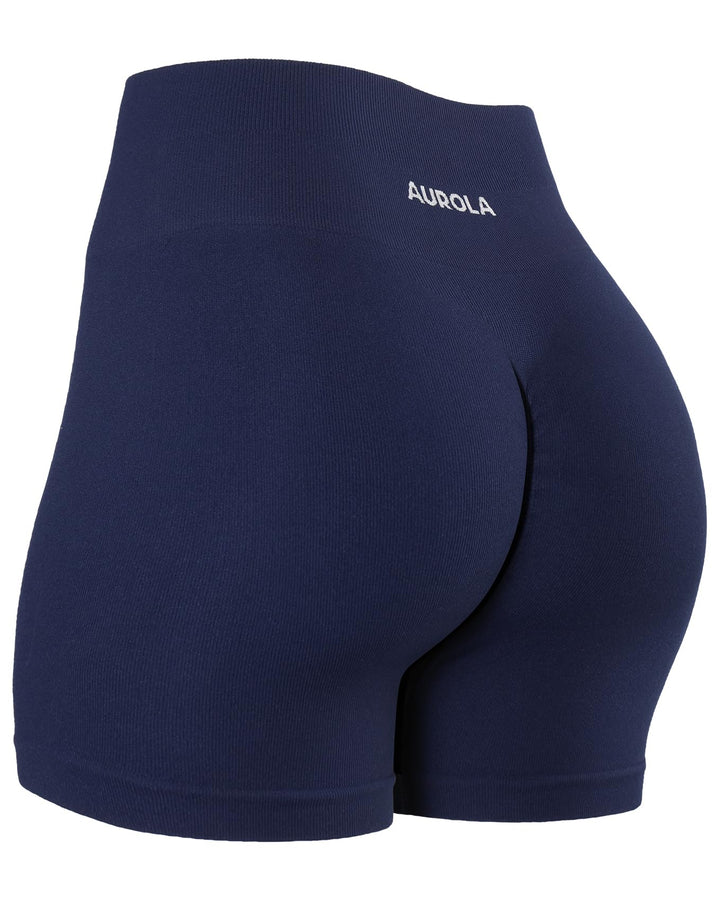 AUROLA Power Workout Shorts for Women Tummy Control Squat Proof Ribbed Thick Seamless Scrunch Active Short