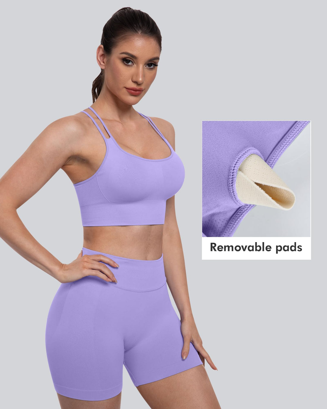 CHRLEISURE Sports Bras for Women, 4 Packs Padded High Support Workout Yoga Seamless Criss-Cross Racerback Bras