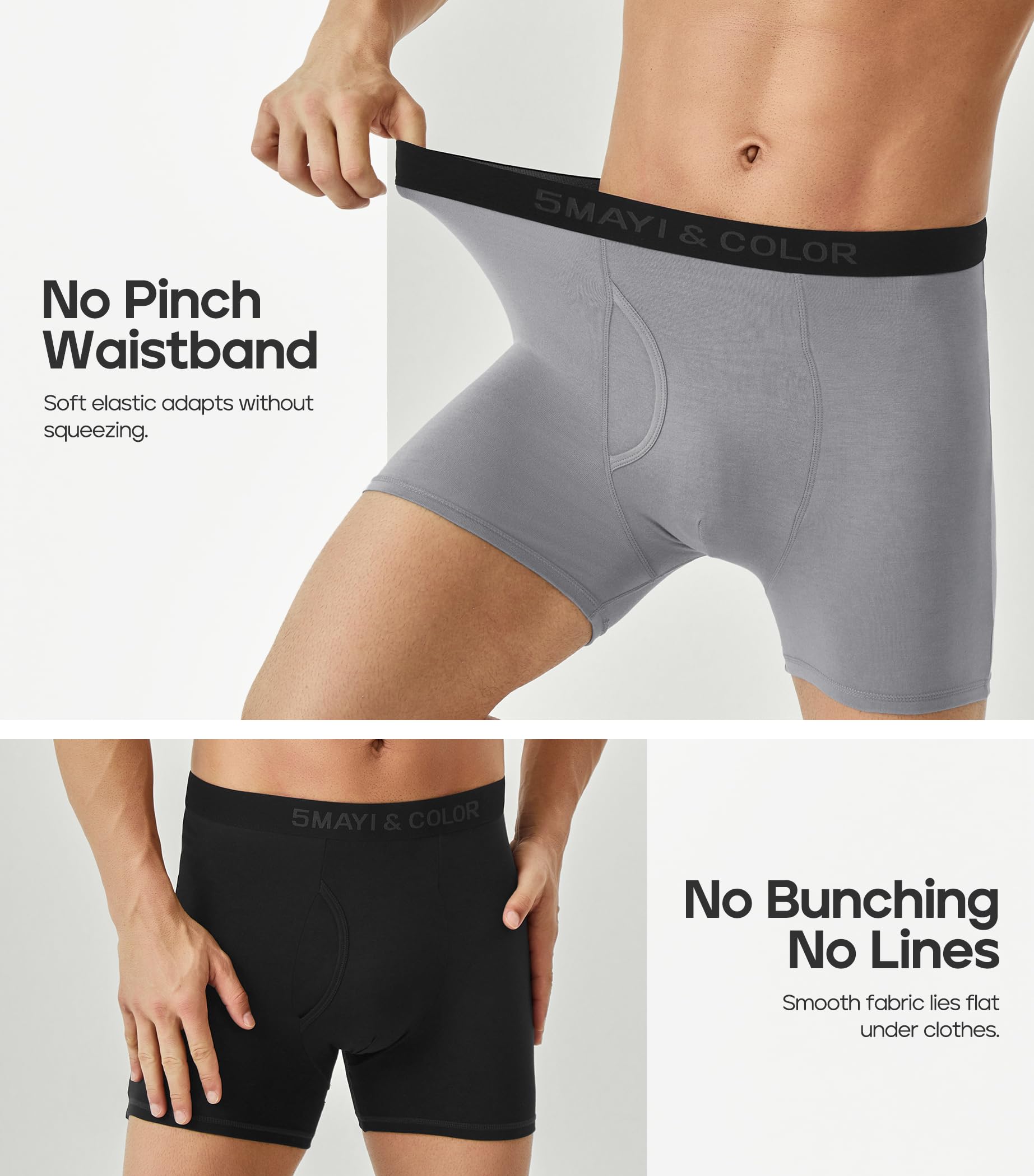 5Mayi Men's Underwear Boxer Briefs Cotton Regular Long Mens Boxer Briefs Underwear Men Pack S M L XL XXL