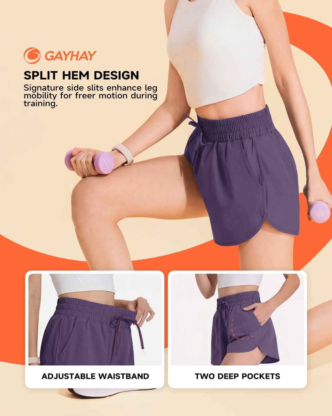 GAYHAY Running Shorts for Women - Athletic Quick Dry Sports Womens Shorts High Waisted Gym Workout Black Shorts with Pockets