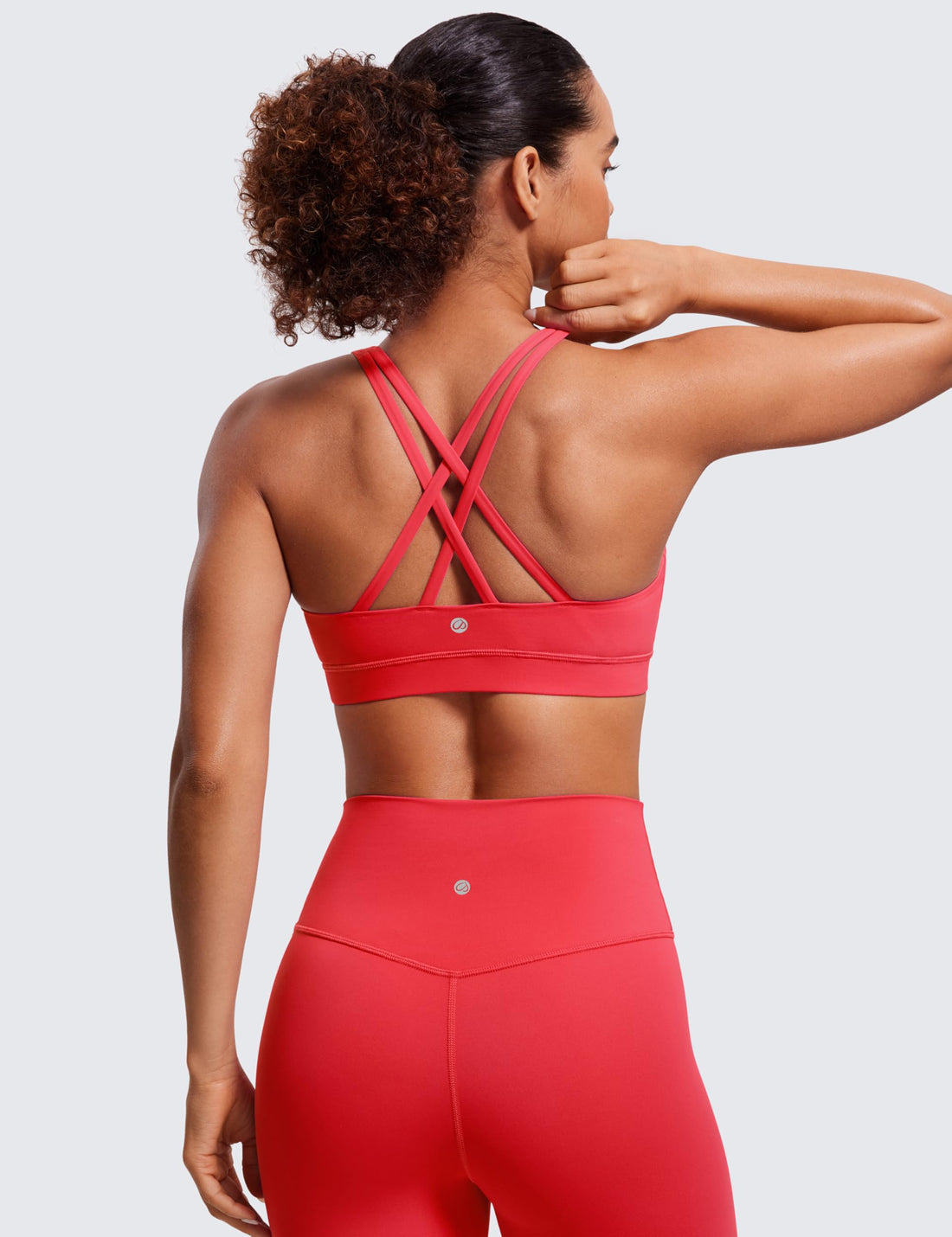 CRZ YOGA Naked Feeling Strappy Sports Bras | Medium Support, Removable Pads, Yoga, Sleek, Scoop Neck, for Women