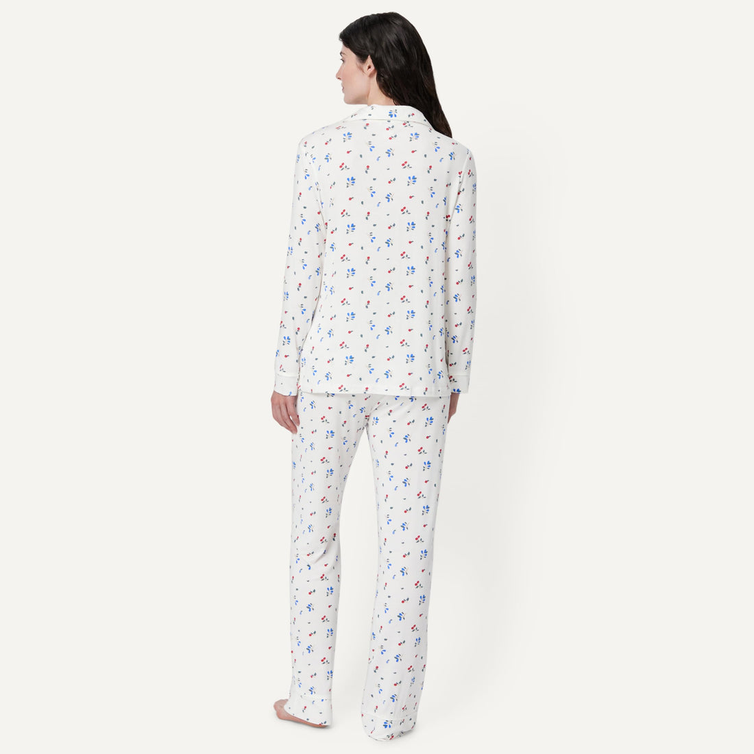 Amazon Essentials x Sofia Grainge Women's Stretch Modal Long-Sleeve Button-Front Top and Full-Length Bottom Pajama Set