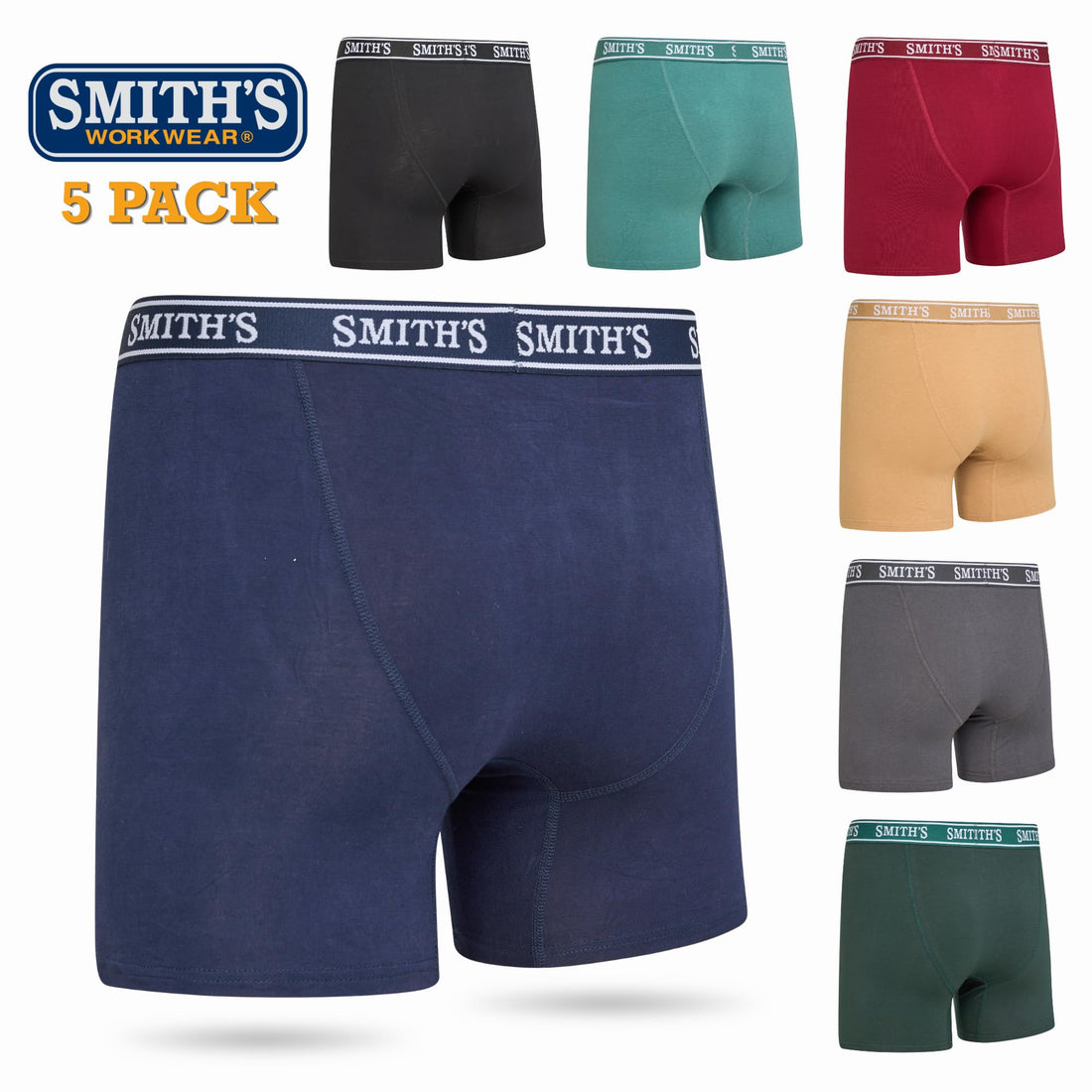Smiths Mens Underwear 7 Pack Mens Boxer Briefs for Men Soft Cotton Stretch