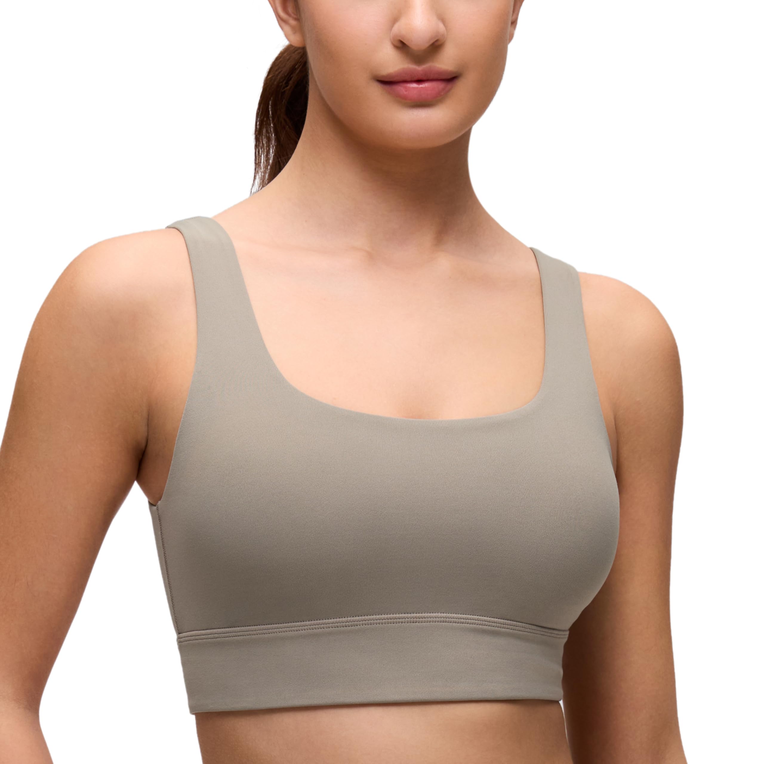 CRZ YOGA Butterluxe U Back Sports Bras | Light Support, Removable Pads, Yoga, Extremely Soft, Longline, Scoop Neck, Wide Straps, for Women