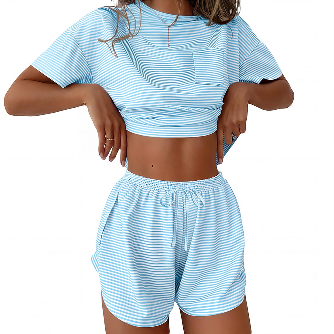 Ekouaer Womens Pajama Sets Sexy Lounge Sets Side Split Short Pj Sets