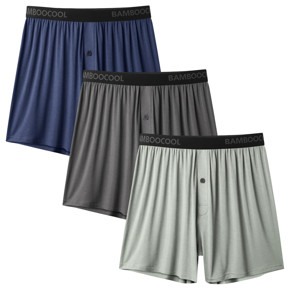 BAMBOO COOL Mens Boxer Shorts Underwear Soft Comfortable Breathable Knit Boxers Short for Men (3 or 5 Pack)