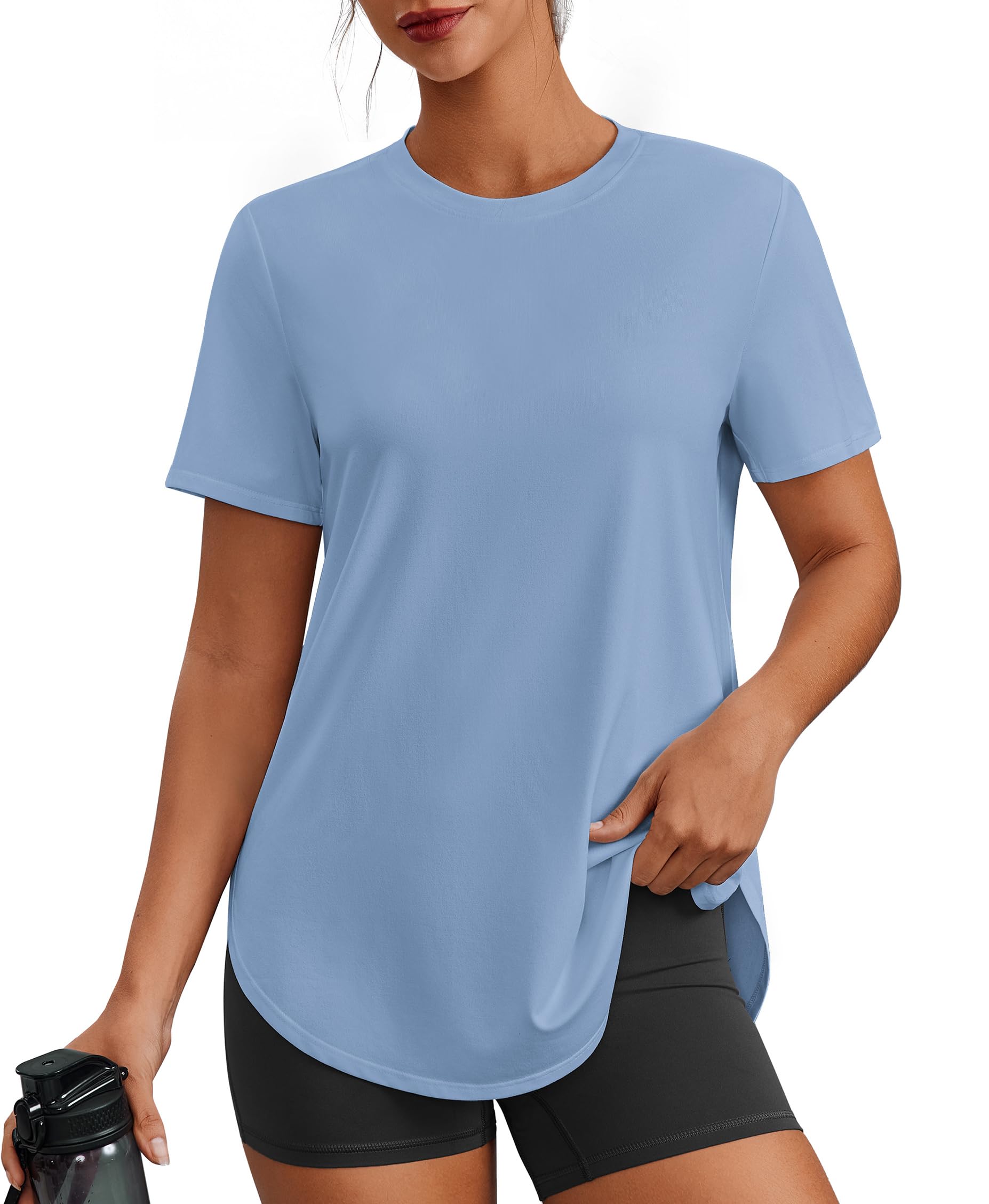 PINSPARK Workout Tops for Women Short Sleeve Athletic Shirts UPF 50+ Quick Dry Running Outfits for Exercise Gym Hiking S-3XL