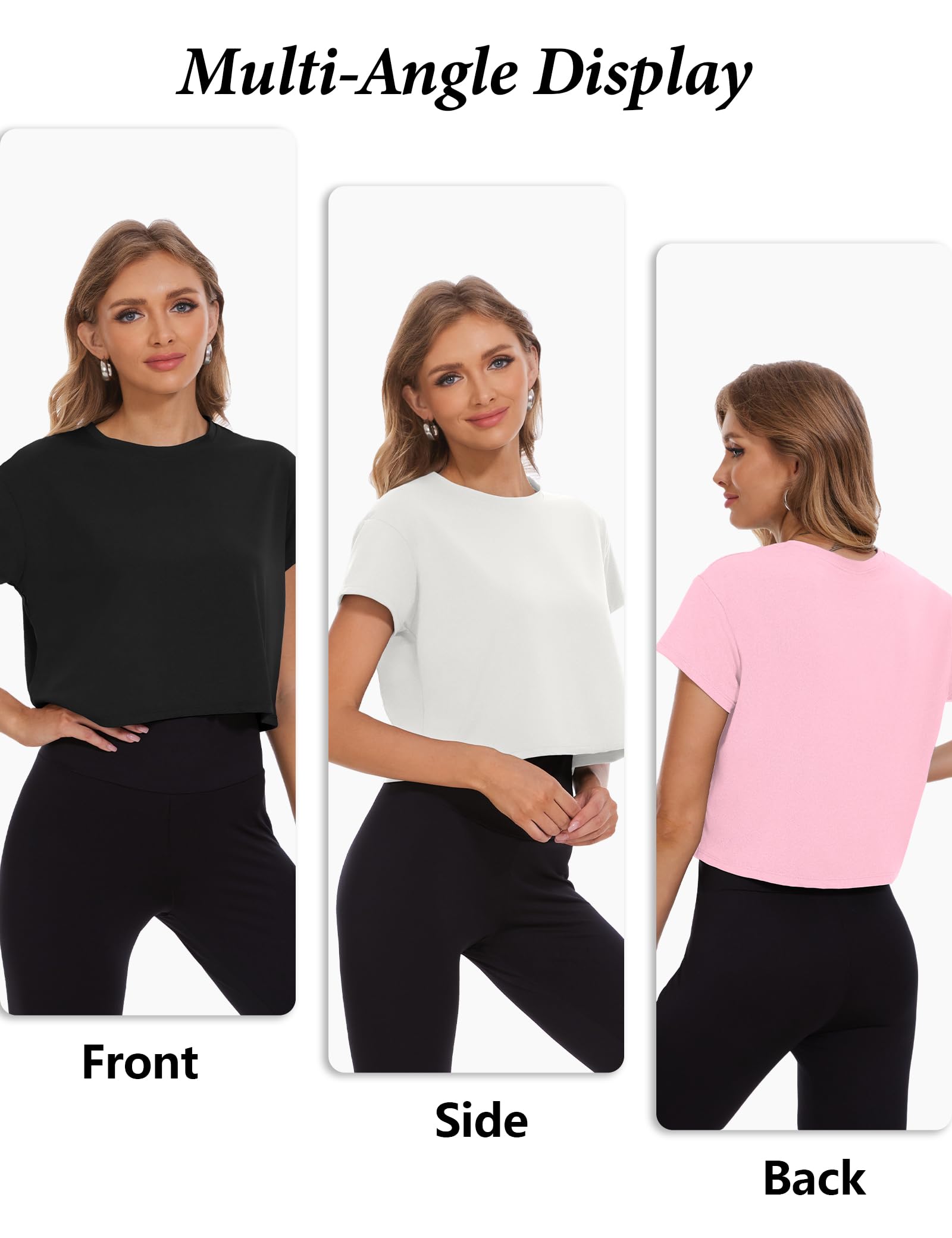 Dalavch 4/6 Pack Women's Crop Top Short Sleeve Athletic Workout Loose Fit | Sports, Exercise, Yoga, Running, Hiking, Gym, Boxy, Baggy, Casual, Tees, Activewear, Cropped, T-Shirts