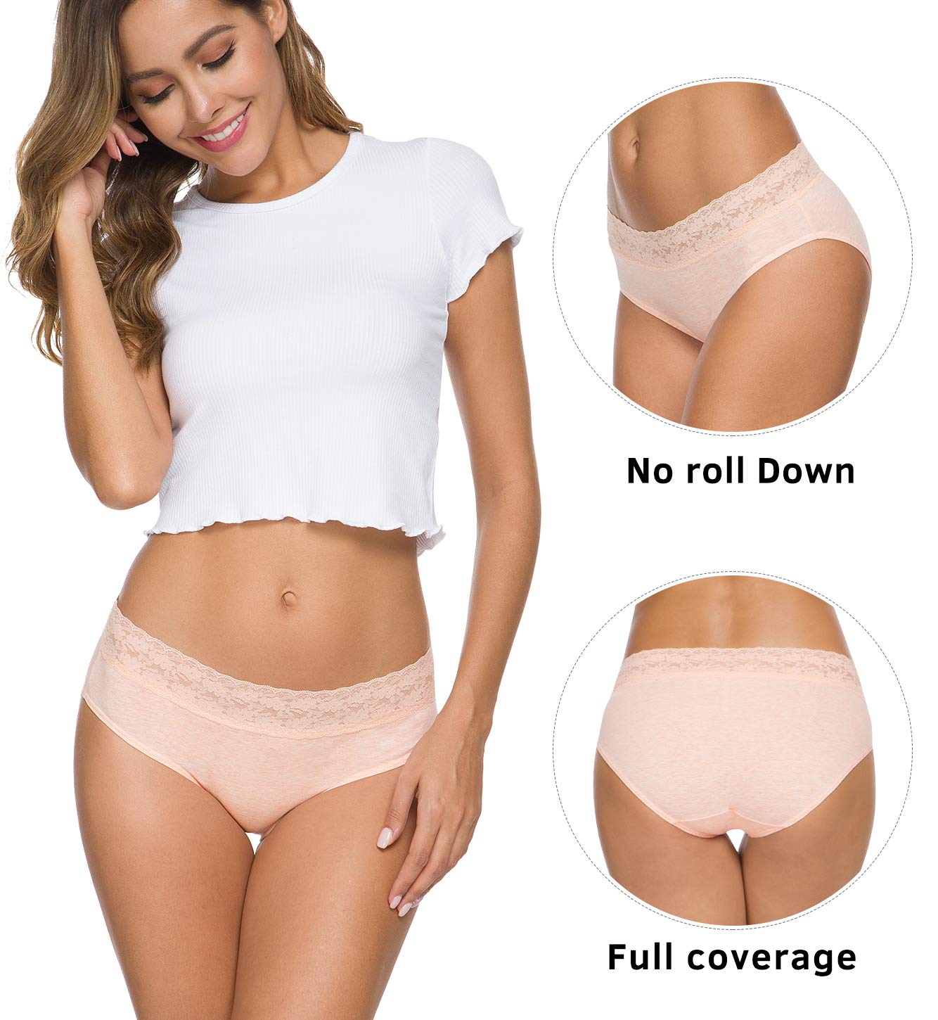 Hipster Panties for Women Underwear Lace Bikini Hip-huggers Panties 5 Pack