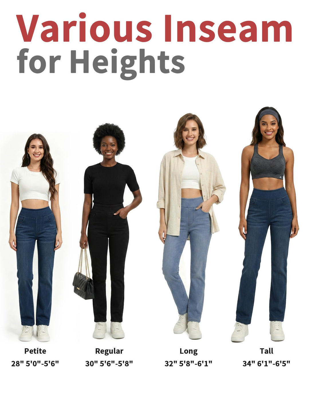 Pull on Straight Leg Jeans for Women Stretchy Sweatpant Jeans Elastic High Waist Tummy Control Trendy Denim Pants