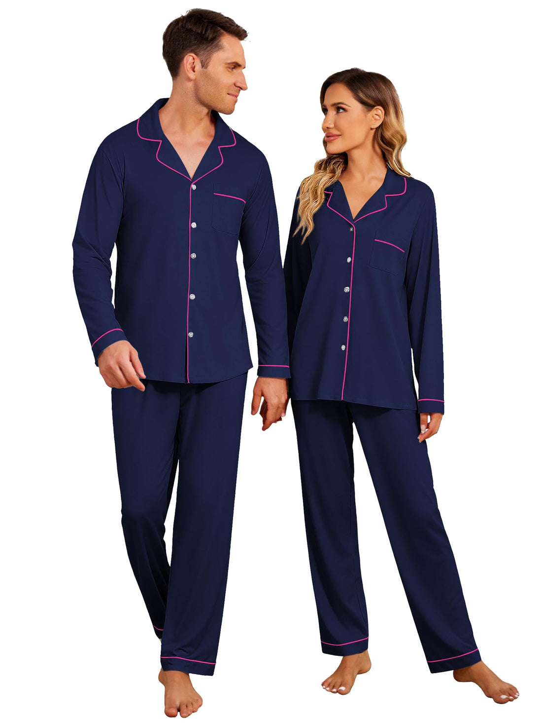 Ekouaer Christmas Family Matching Pajamas Long Sleeve Button Down Pj Set