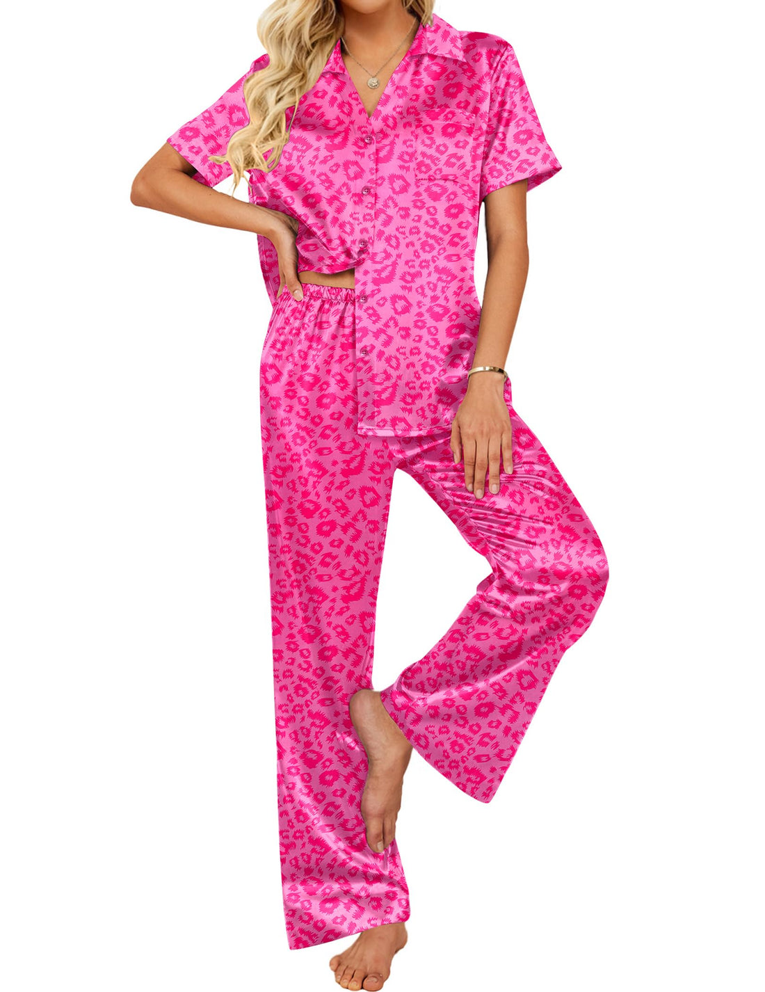 Ekouaer Silk Pajamas for Womens Set 2 Piece Fall Pjs Button Down Sleepwear