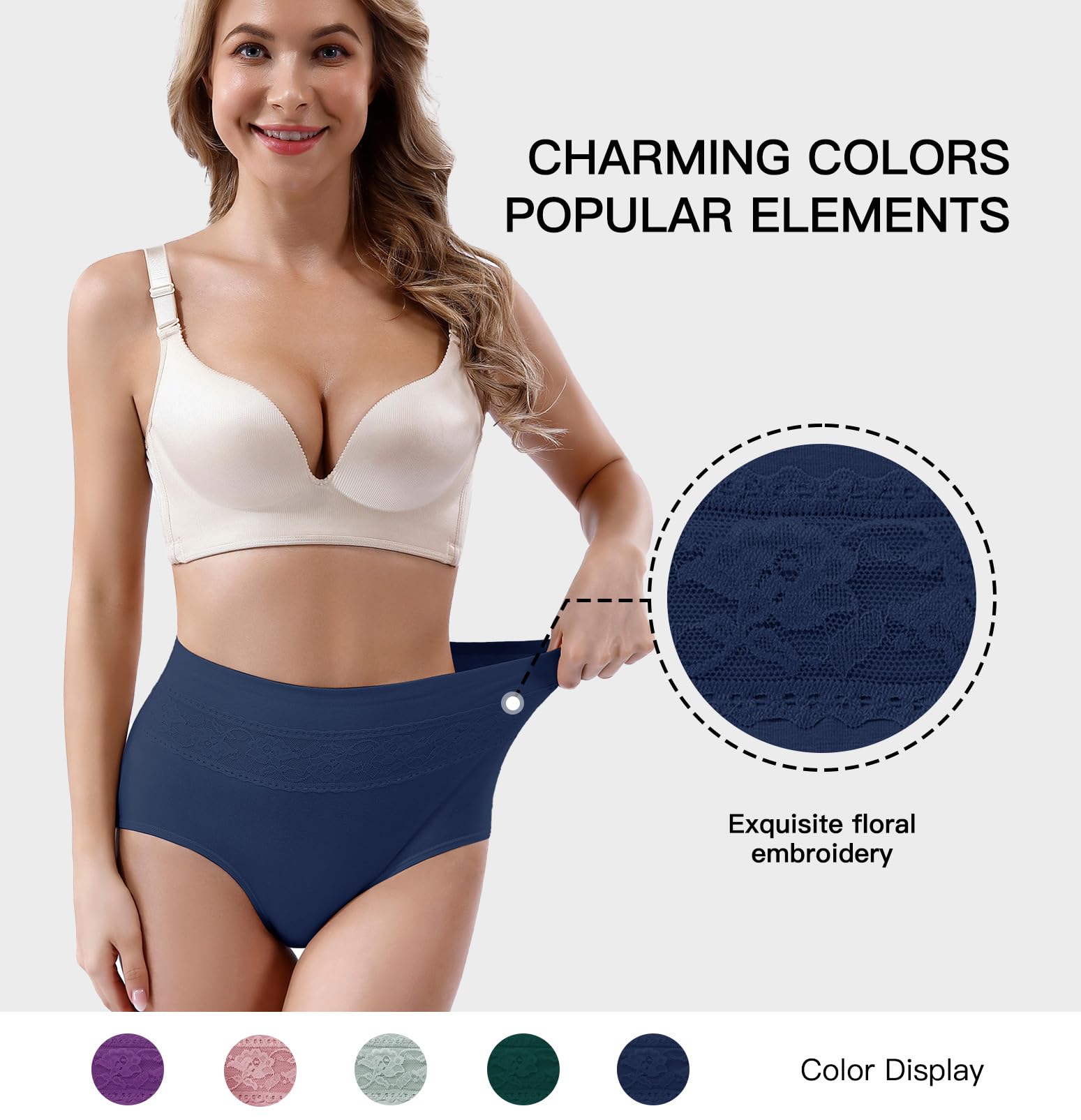 Women's Underwear Cotton Tummy Control High Waisted Underwear Soft Breathable Full Coverage Panties Multipack