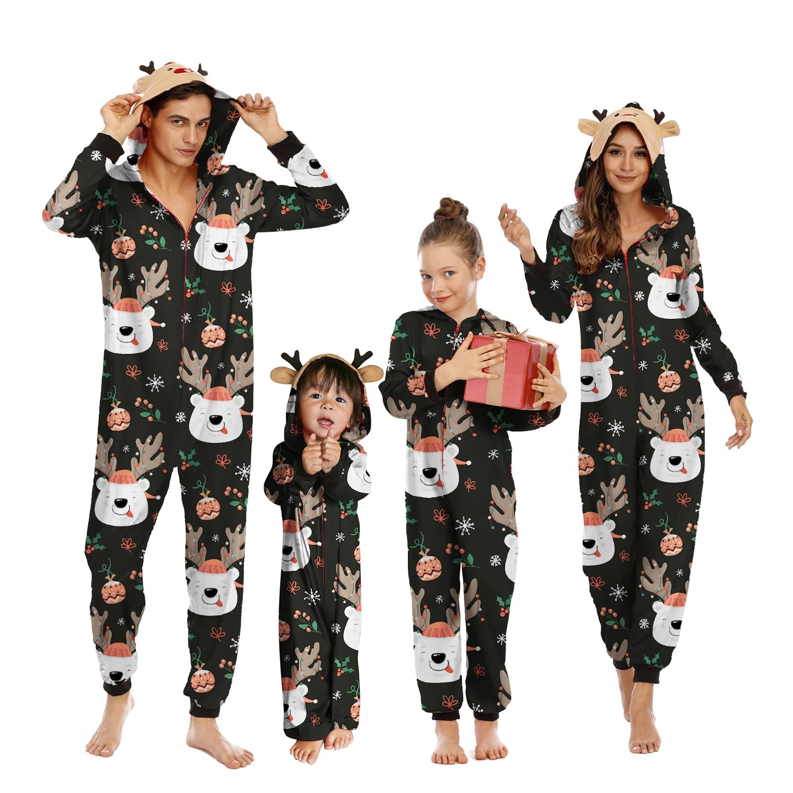 Neufigr Family Christmas Pajamas Matching Sets, Xmas PJs Mathching Set, Holiday Family Sleepwear Sets Long Sleeves Onesies
