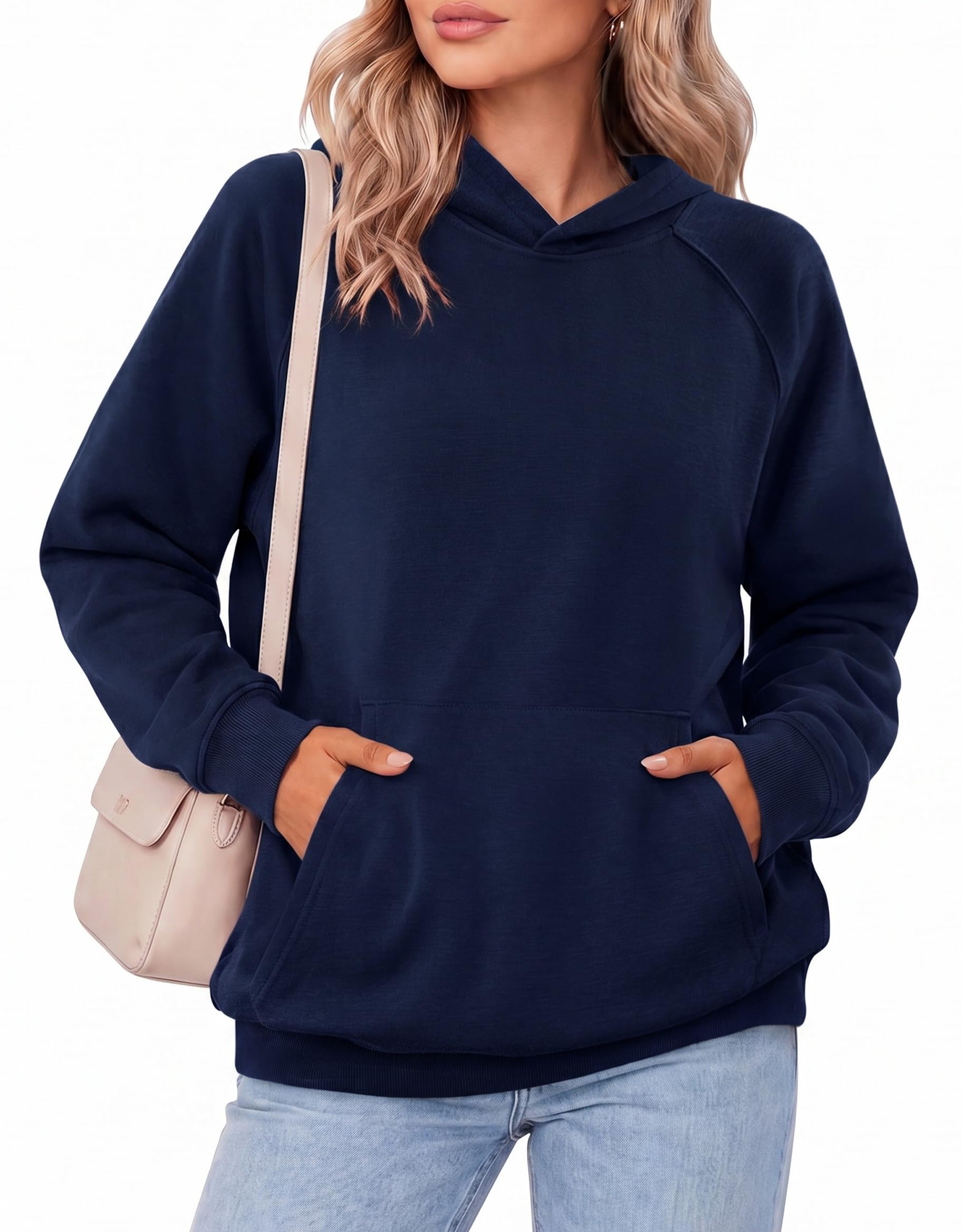 Zeagoo Womens Oversized Hoodies Pullover Fleece Hooded Sweatshirt Trendy | Comfort Hoodie, Womens Fall Clothes, Kangaroo Pocket, Raglan Sleeves, Long Sleeve, Solid Color, Casual, Winter, Midweight