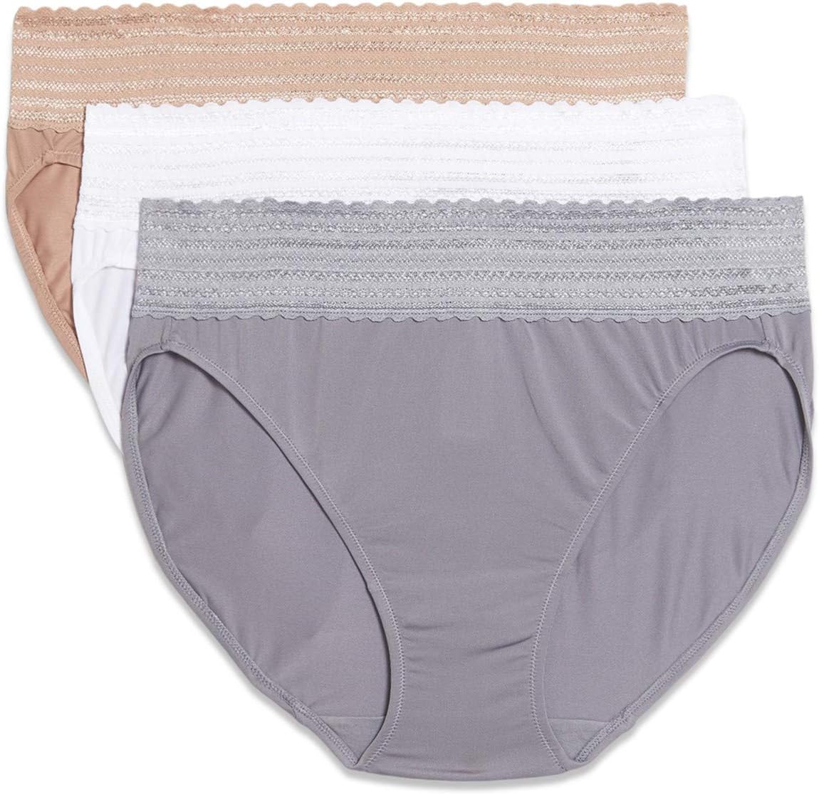 Warner's Women's Blissful Benefits No Muffin Top Micro Hi-cut Panties With Lace Multipack