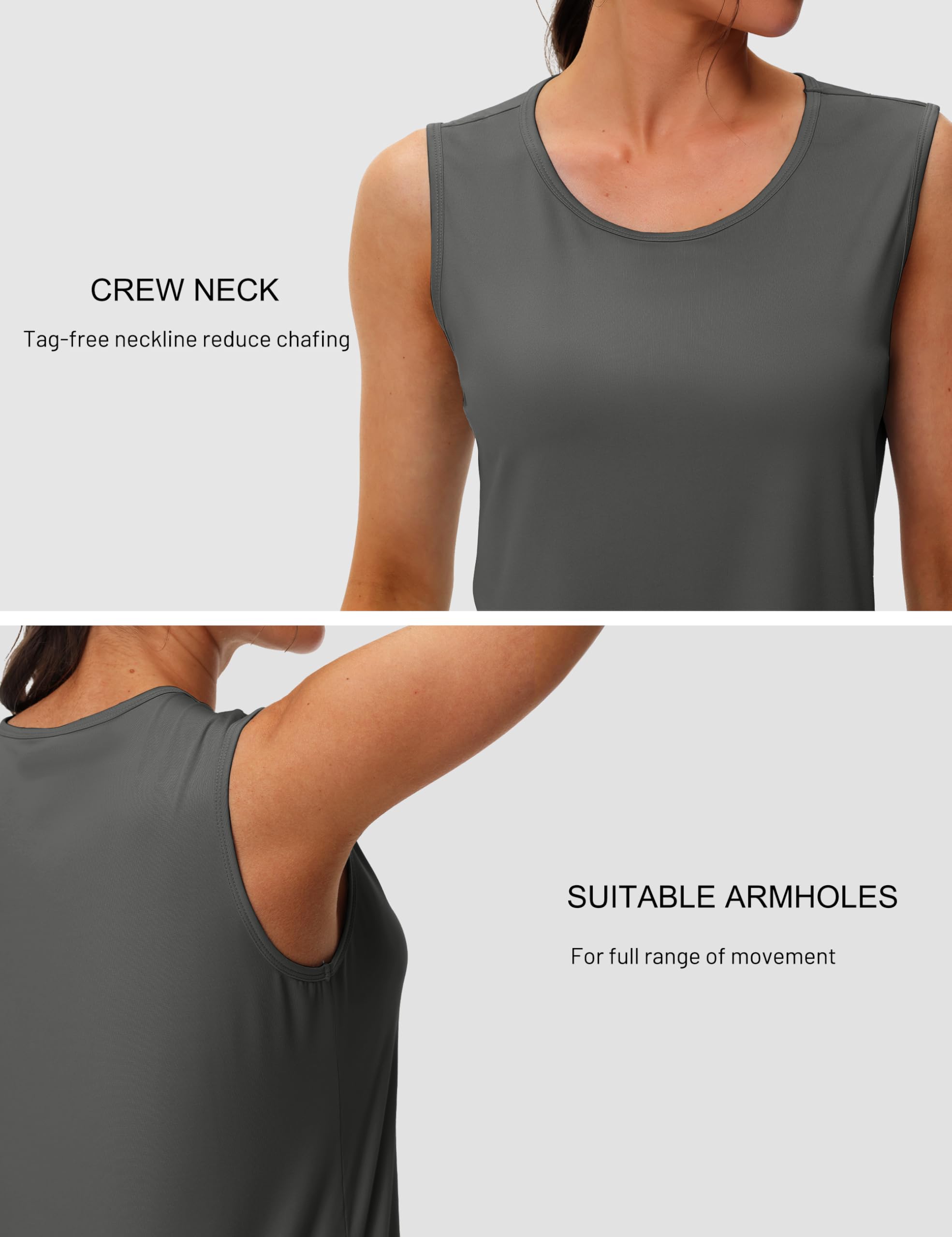 MAGCOMSEN Women's Workout Tank Top Athletic Muscle Sleeveless Crew Neck Shirt UPF 80+ Moisture Wicking Gym Running