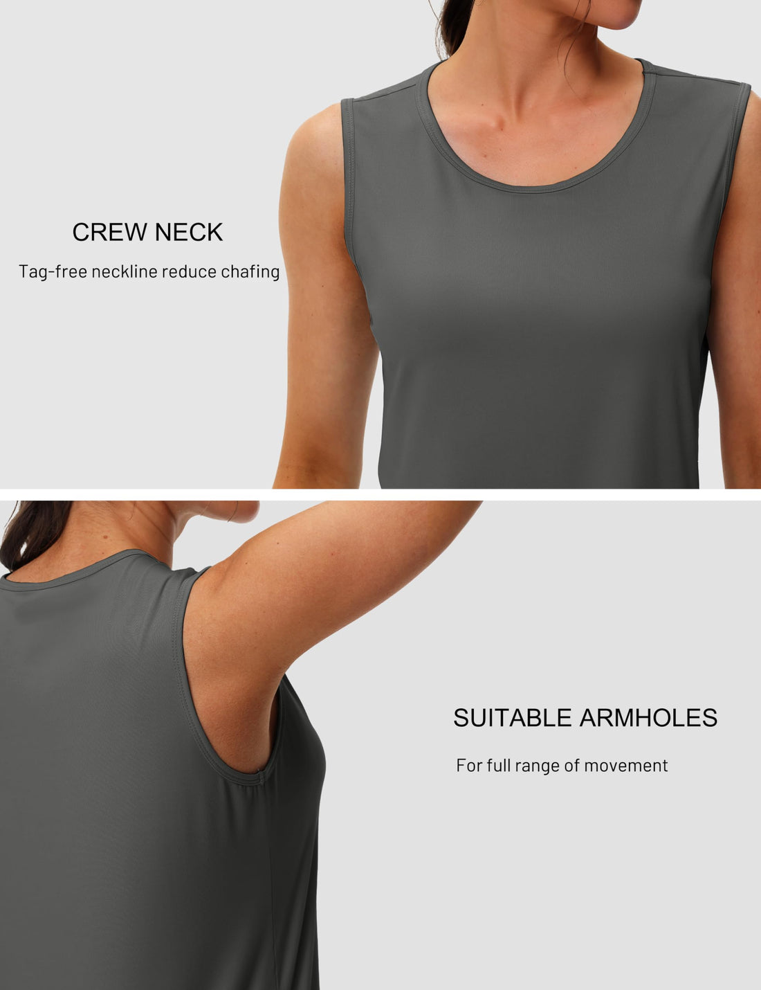 MAGCOMSEN Women's Workout Tank Top Athletic Muscle Sleeveless Crew Neck Shirt UPF 80+ Moisture Wicking Gym Running