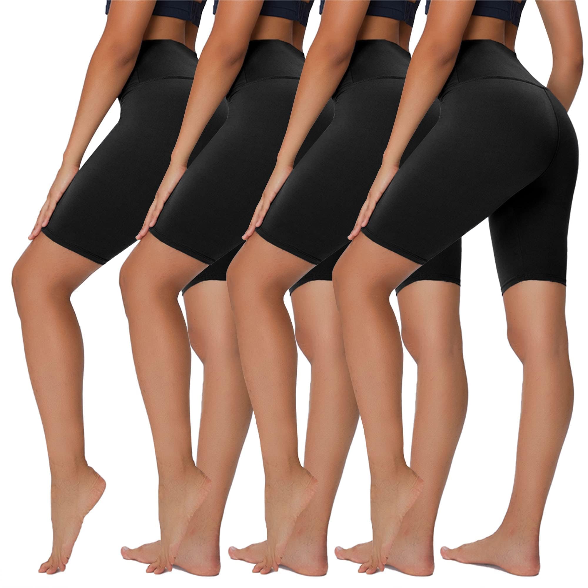 Sundwudu 4 Pack Biker Shorts for Women - 8”/3”/5” High Waist Tummy Control Summer Workout Shorts for Running Yoga Athletic