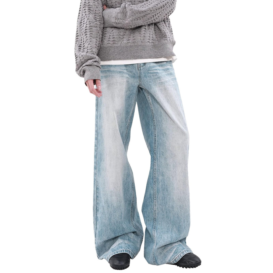Mens Baggy Jeans Y2k Wide Leg Loose Fit Jeans Streetwear Denim Washed Hip Hop Pants