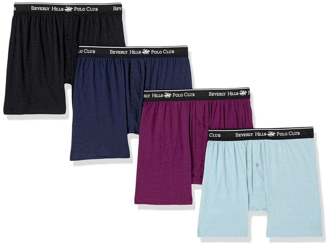 Beverly Hills Polo Club Men's 4 Pack Knit Boxer Short