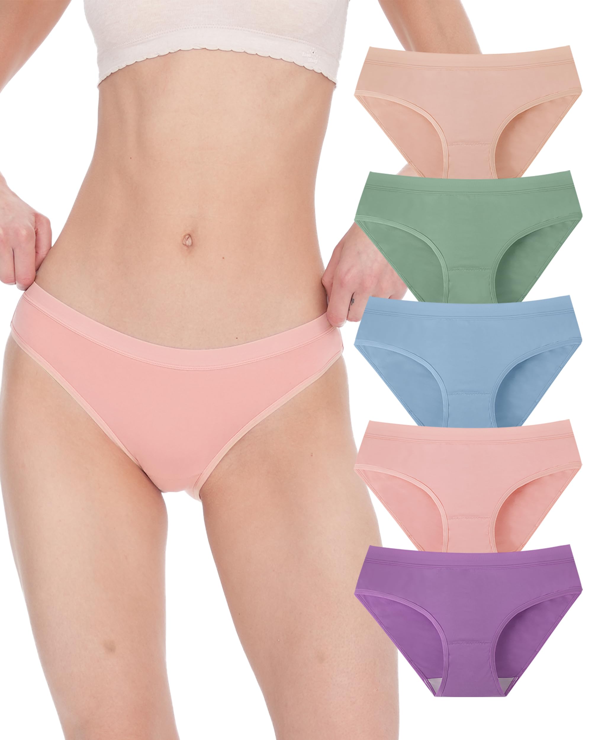 BAMBOO COOL Womens Underwear Bikini Underpants Hipster Ladies Panties Soft Stretch Breathable Panties for Women, 5-Pack
