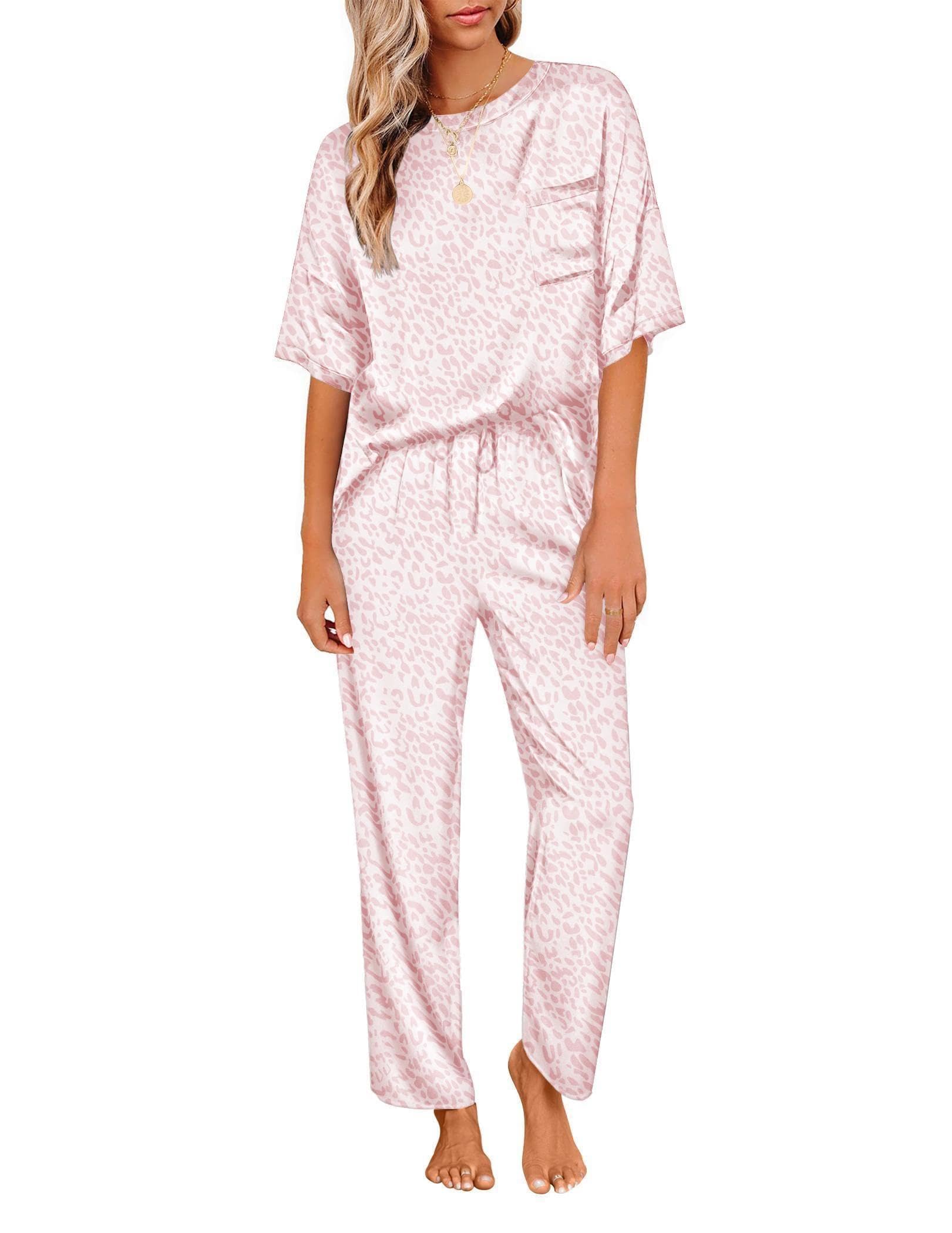 Ekouaer Pajamas for Women Set Silky Satin 2 Piece Lounge Sets with Pockets
