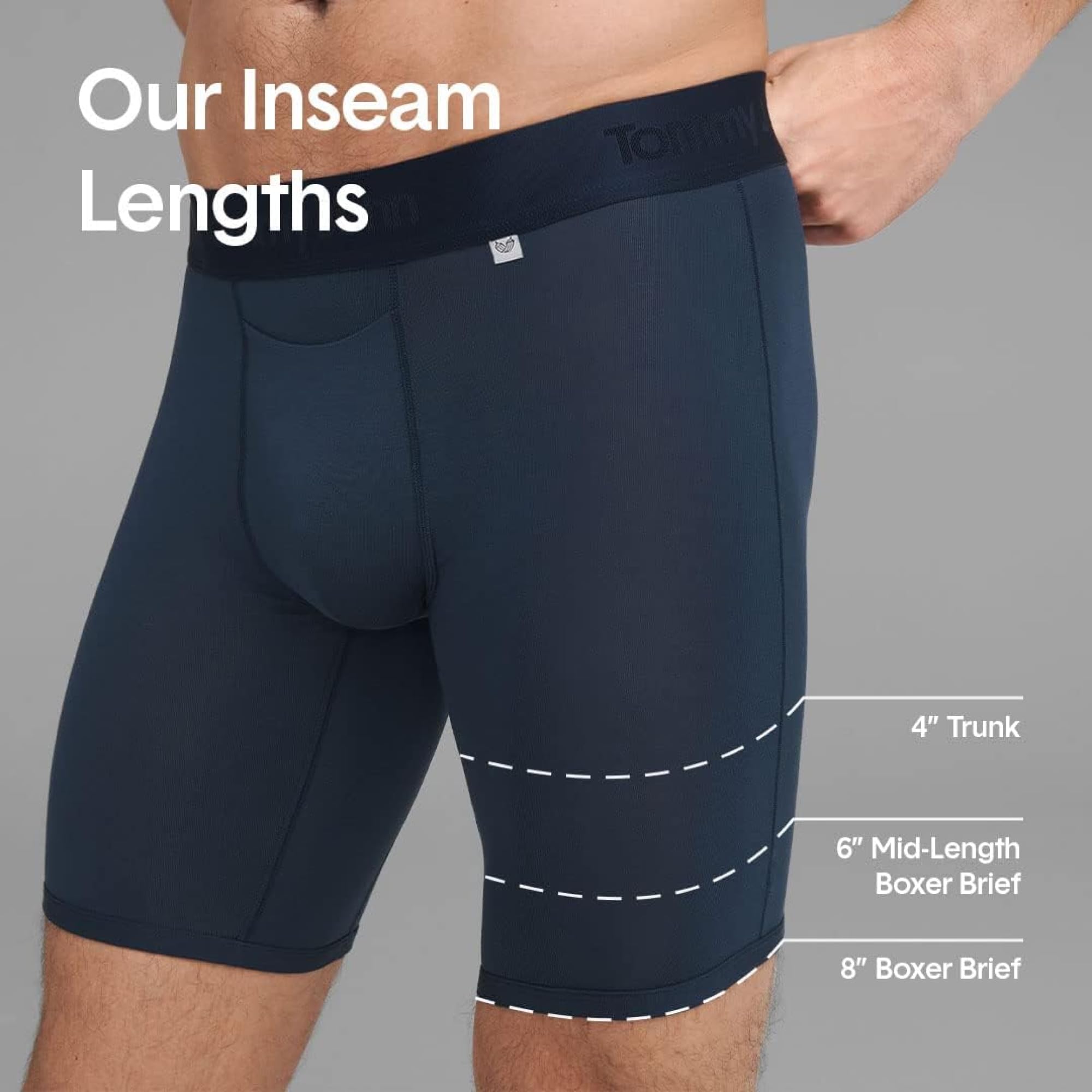 Tommy John Men's Trunk 4” Underwear, Second Skin Boxers with Supportive Contour Pouch, Soft, Breathable Stretch Fabric Boxers
