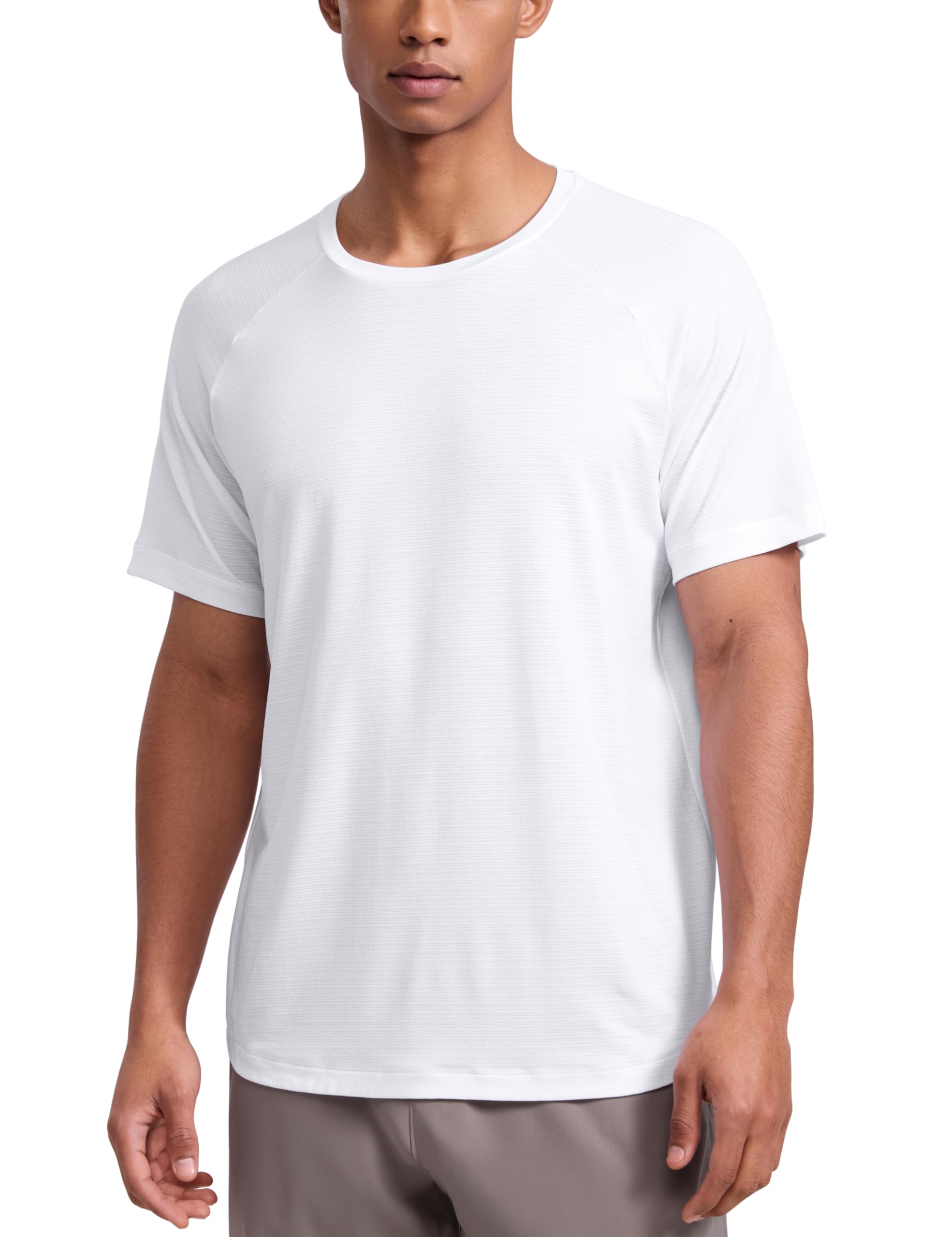 CRZ YOGA Breathable Texture Crewneck T-Shirts | Workout, Quick Dry, Lightweight, Classic Fit, Round Scallop Back, Short Sleeve Shirts for Men