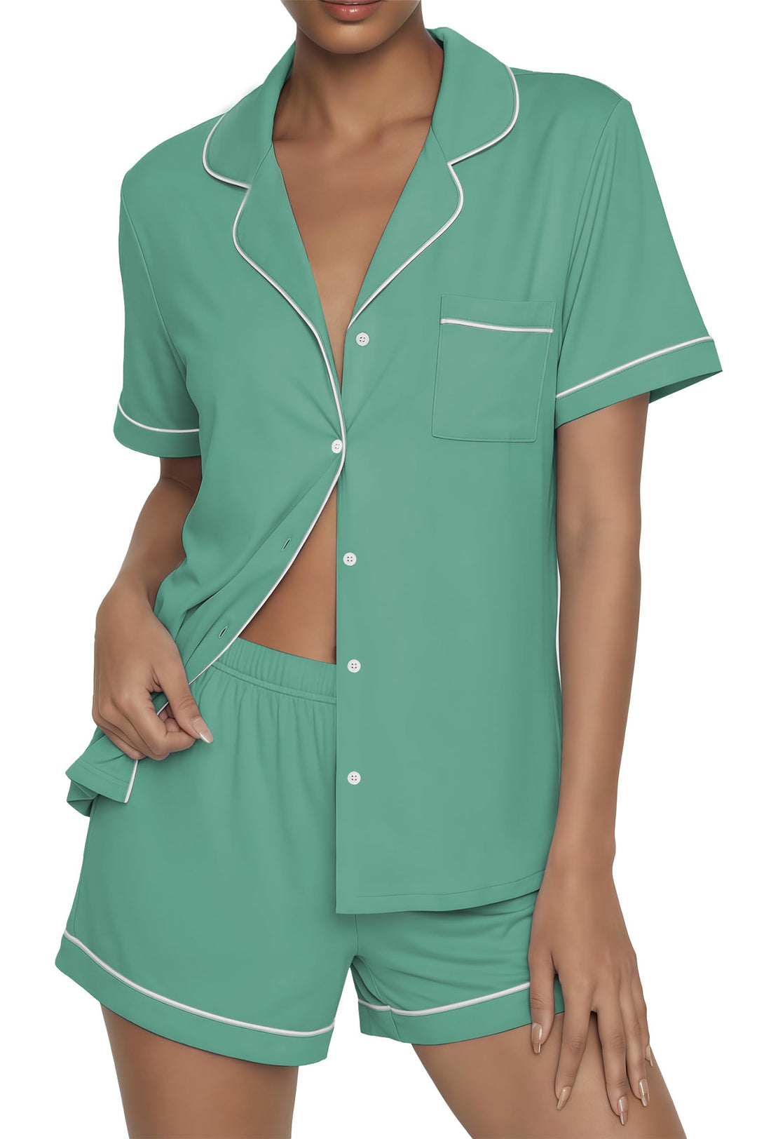 Ekouaer Womens Pajama Sets Button Up Pjs 2 Piece Short Sleeve Sleepwear