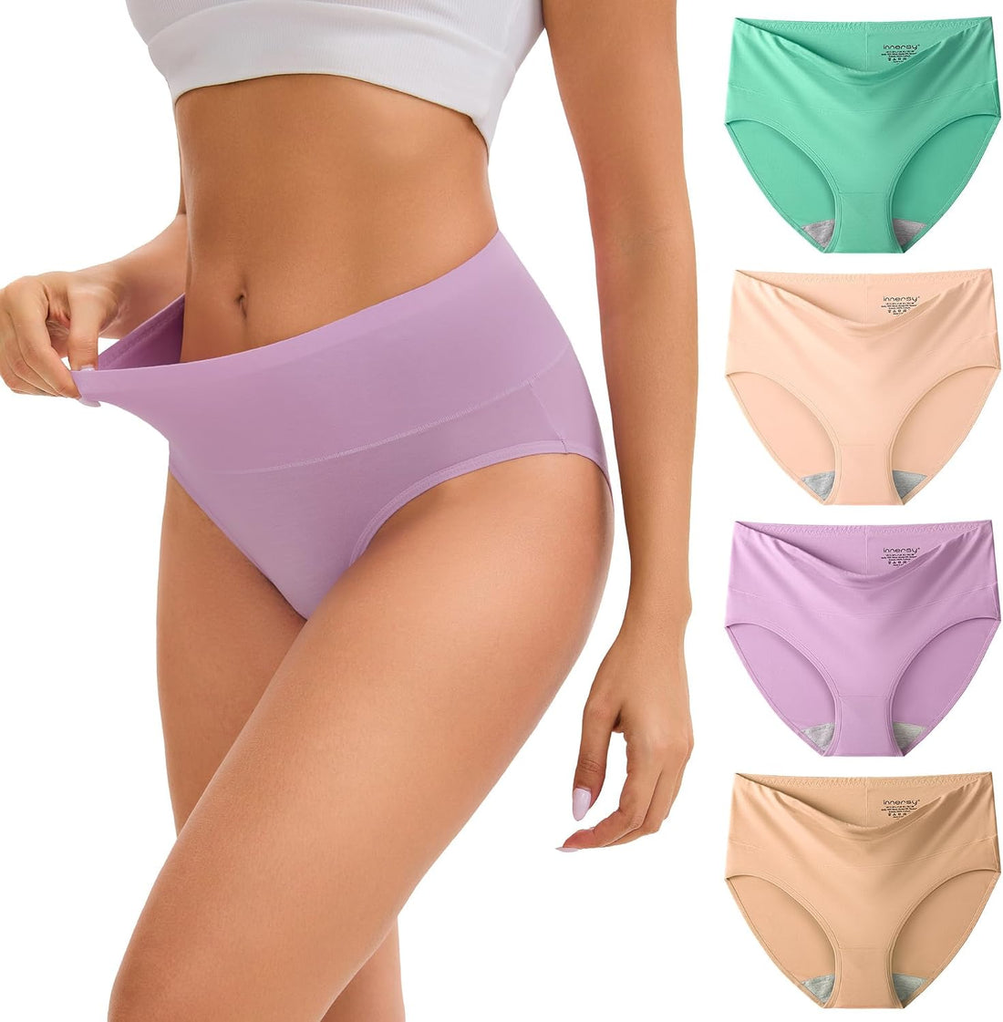 INNERSY Women's Modal Underwear Soft High Waist Briefs 4-Pack