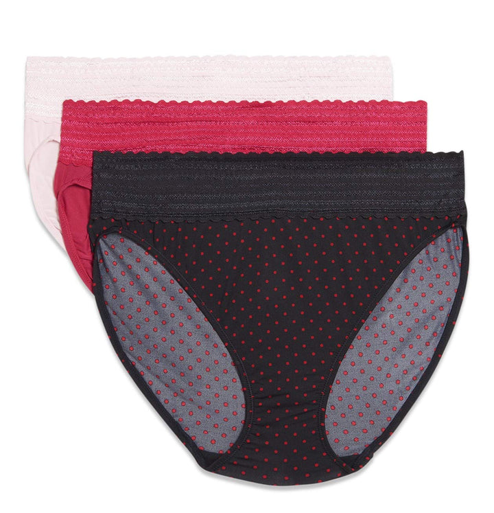Warner's Women's Blissful Benefits No Muffin Top Micro Hi-cut Panties With Lace Multipack