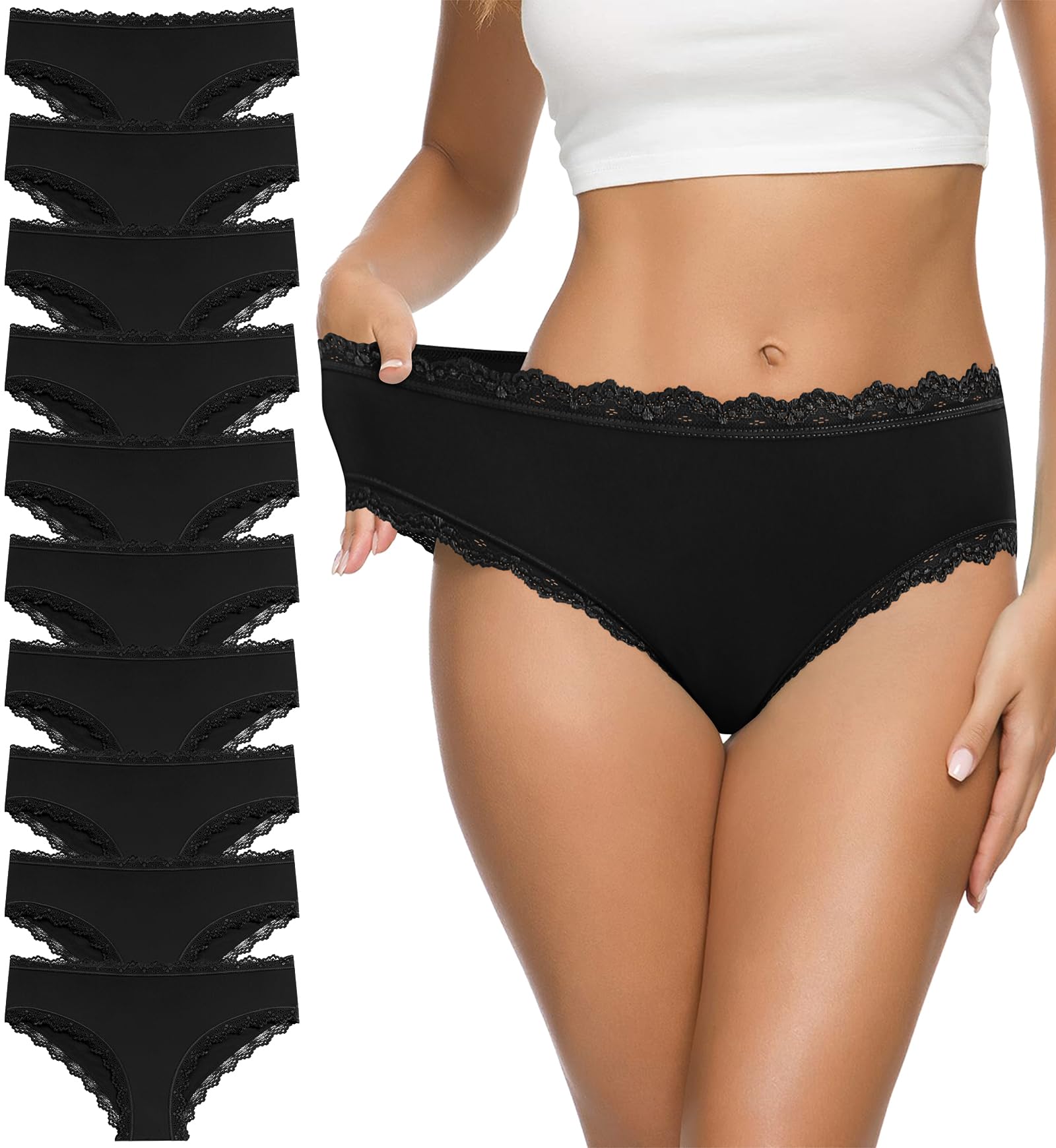 Eiggam Women's Cotton Bikini Panties,High-Cut Full Coverage Stretch Cool Underwear for Women