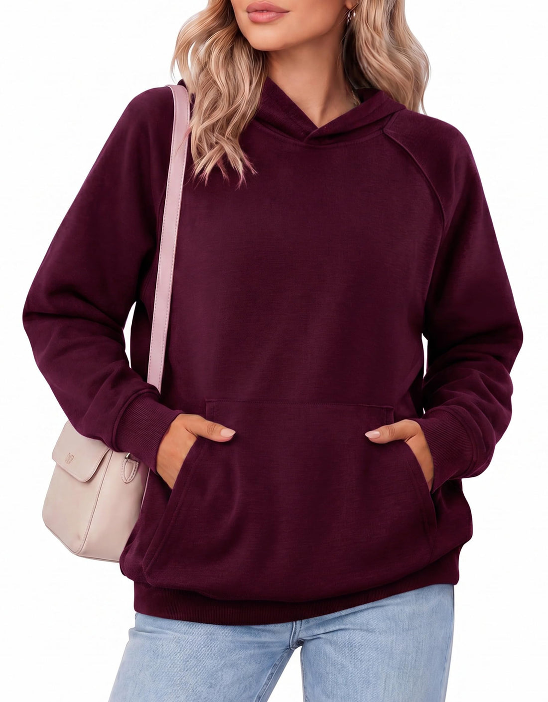 Zeagoo Womens Oversized Hoodies Pullover Fleece Hooded Sweatshirt Trendy | Comfort Hoodie, Womens Fall Clothes, Kangaroo Pocket, Raglan Sleeves, Long Sleeve, Solid Color, Casual, Winter, Midweight