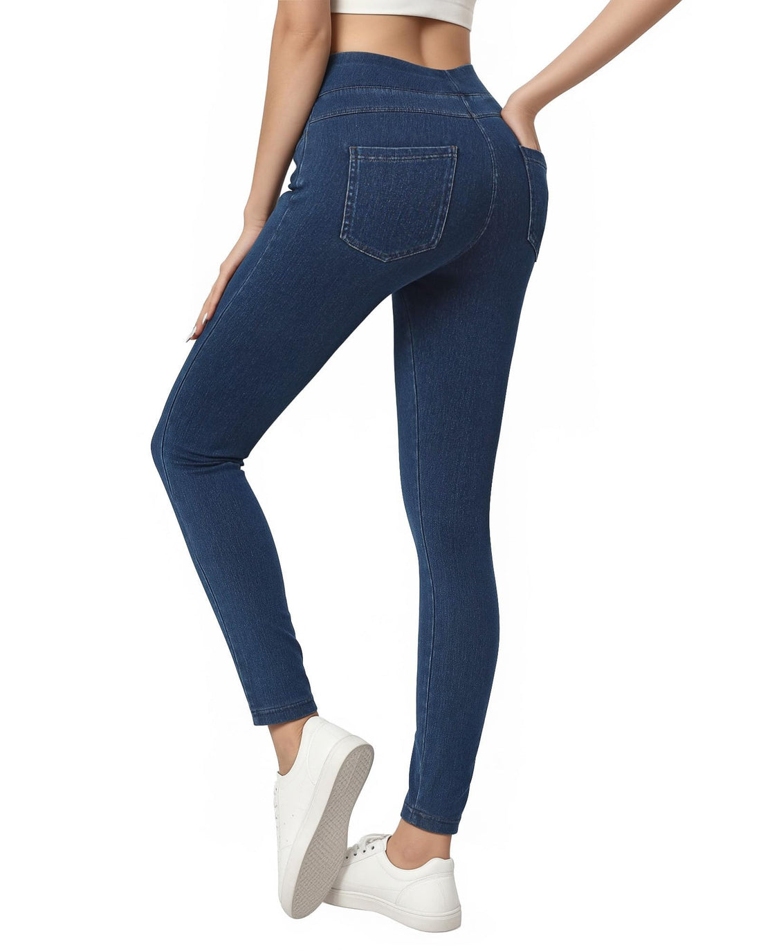 Jeggings for Women with Pockets Tummy Control Stretchy Skinny Jeans Pull On High Waisted Butt Lifting Denim Leggings